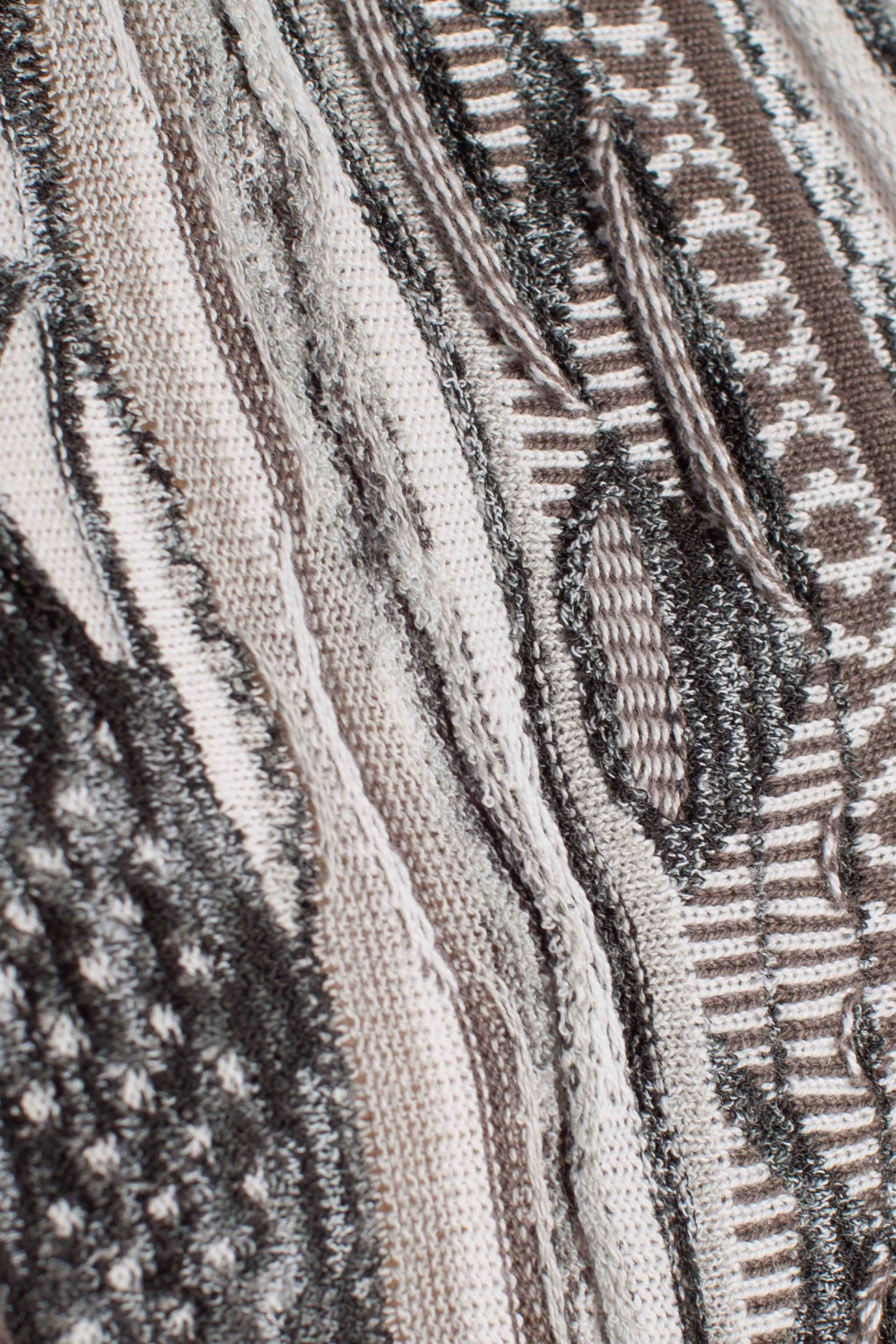 Maglia uomo mezza manica in cotone blend con fantasia jacquard multicolor