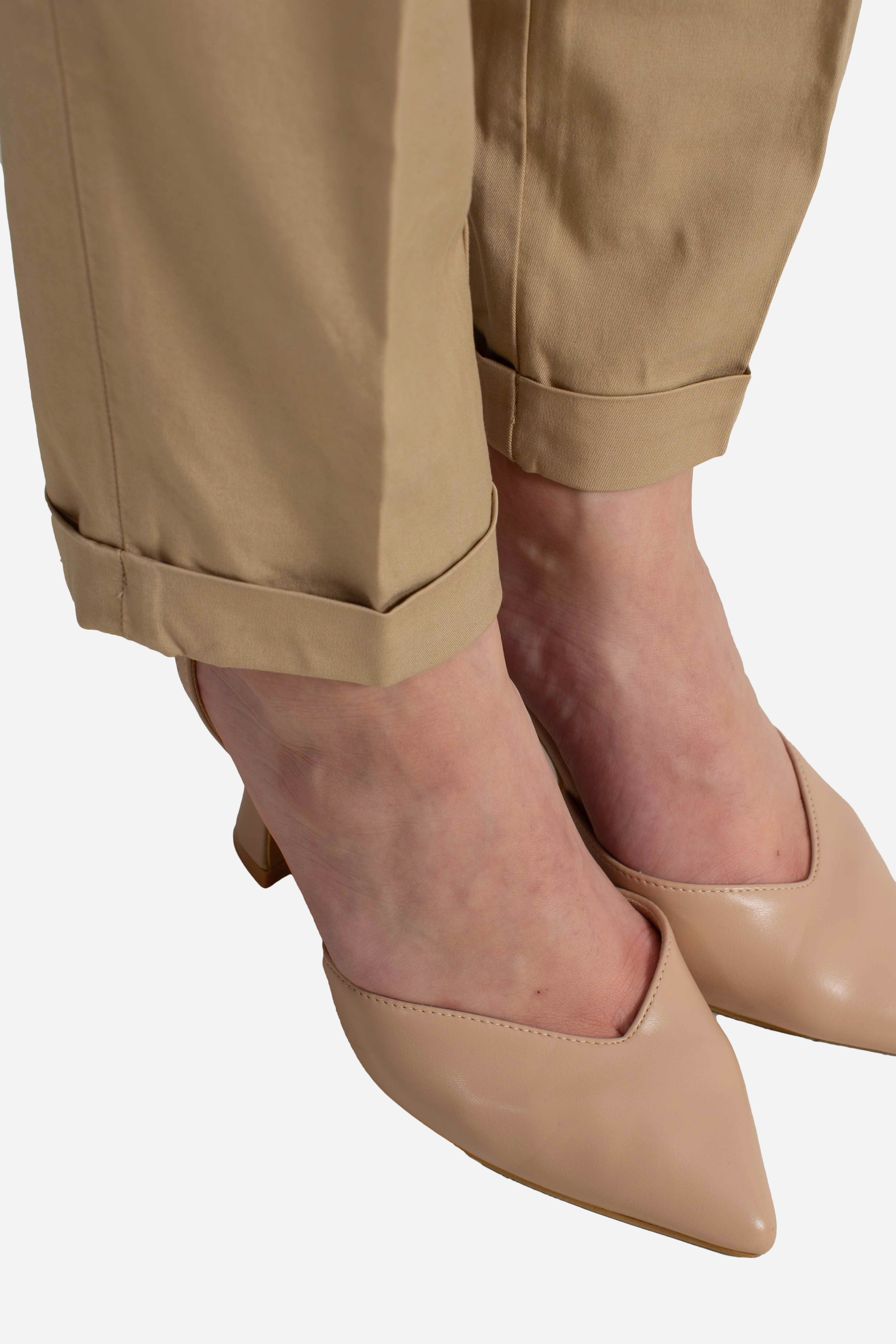 Pantaloni Slim Fit in Cotone Stretch beige