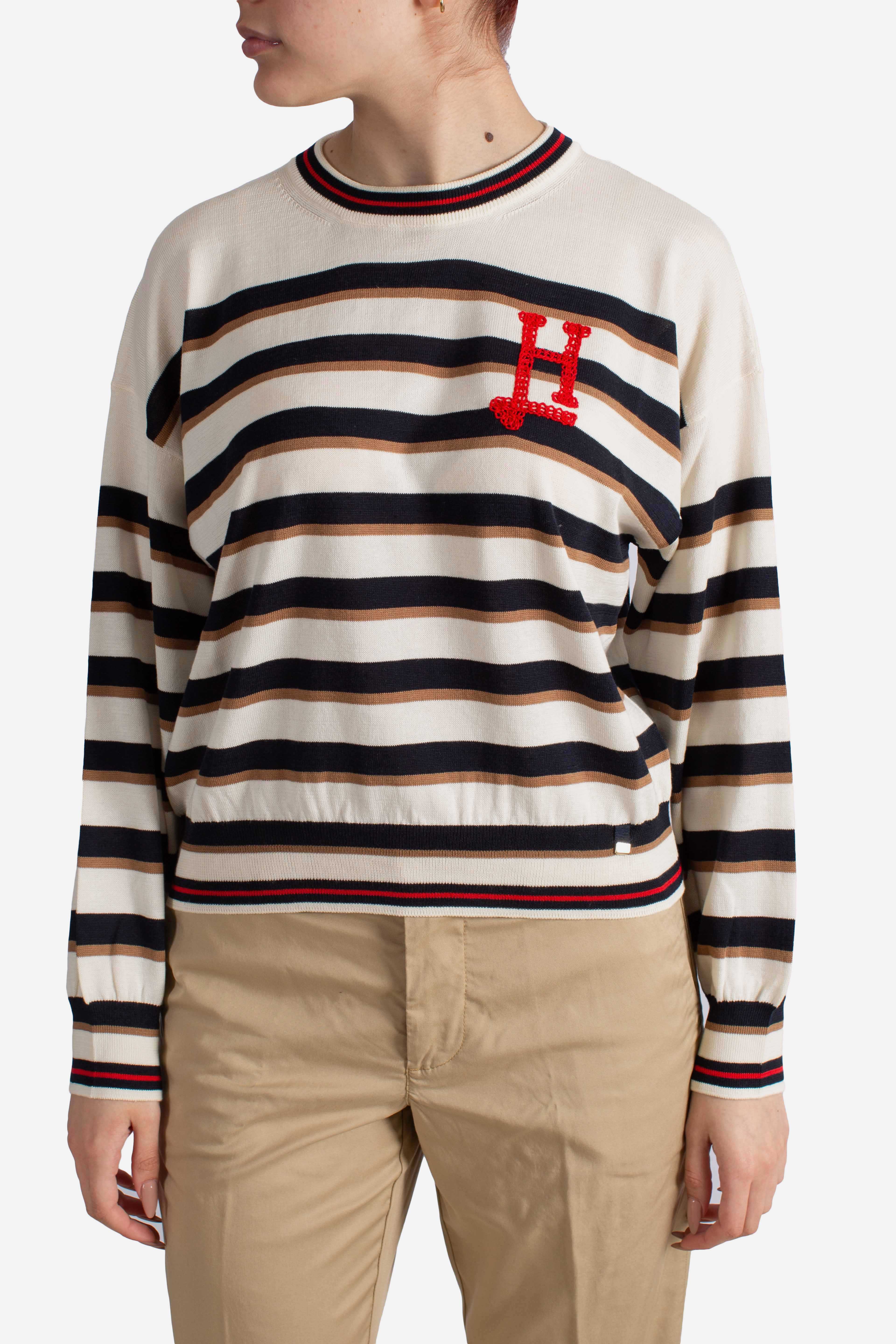 Maglia in two-tone stripe cotton