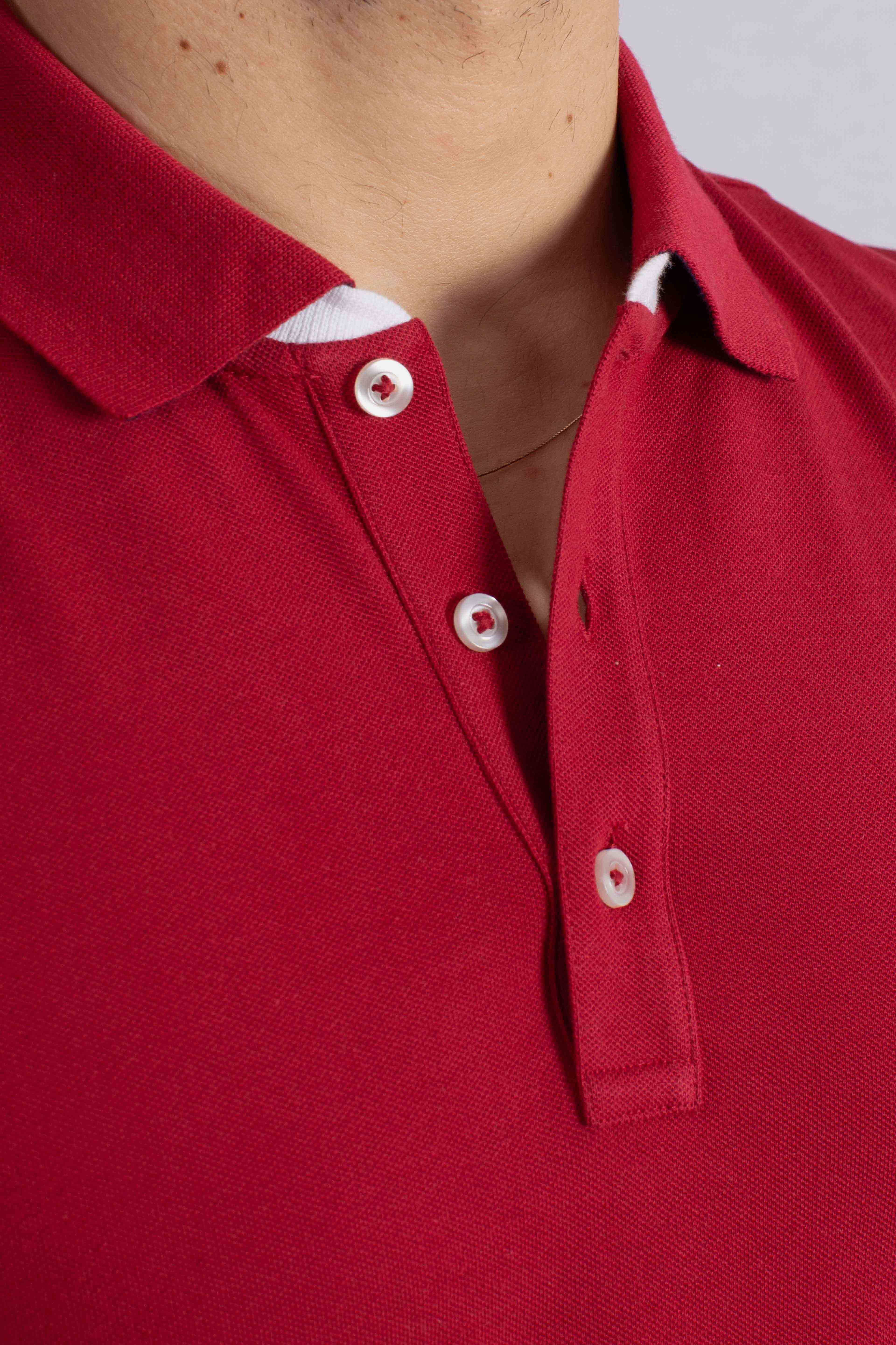 Polo Regular fit in Piquet Stretch rosso