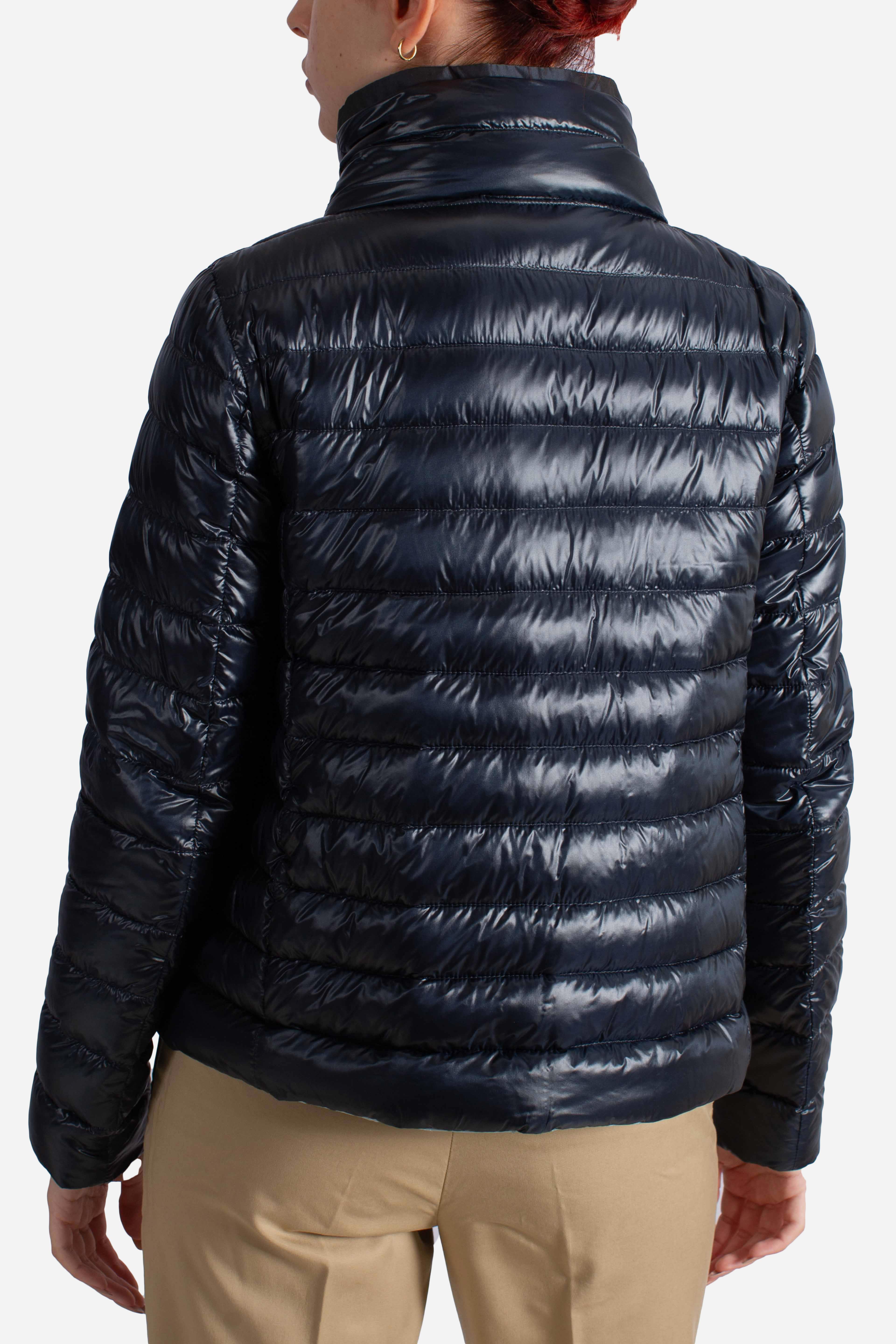 Piumino giacca donna blu celeste reversibile