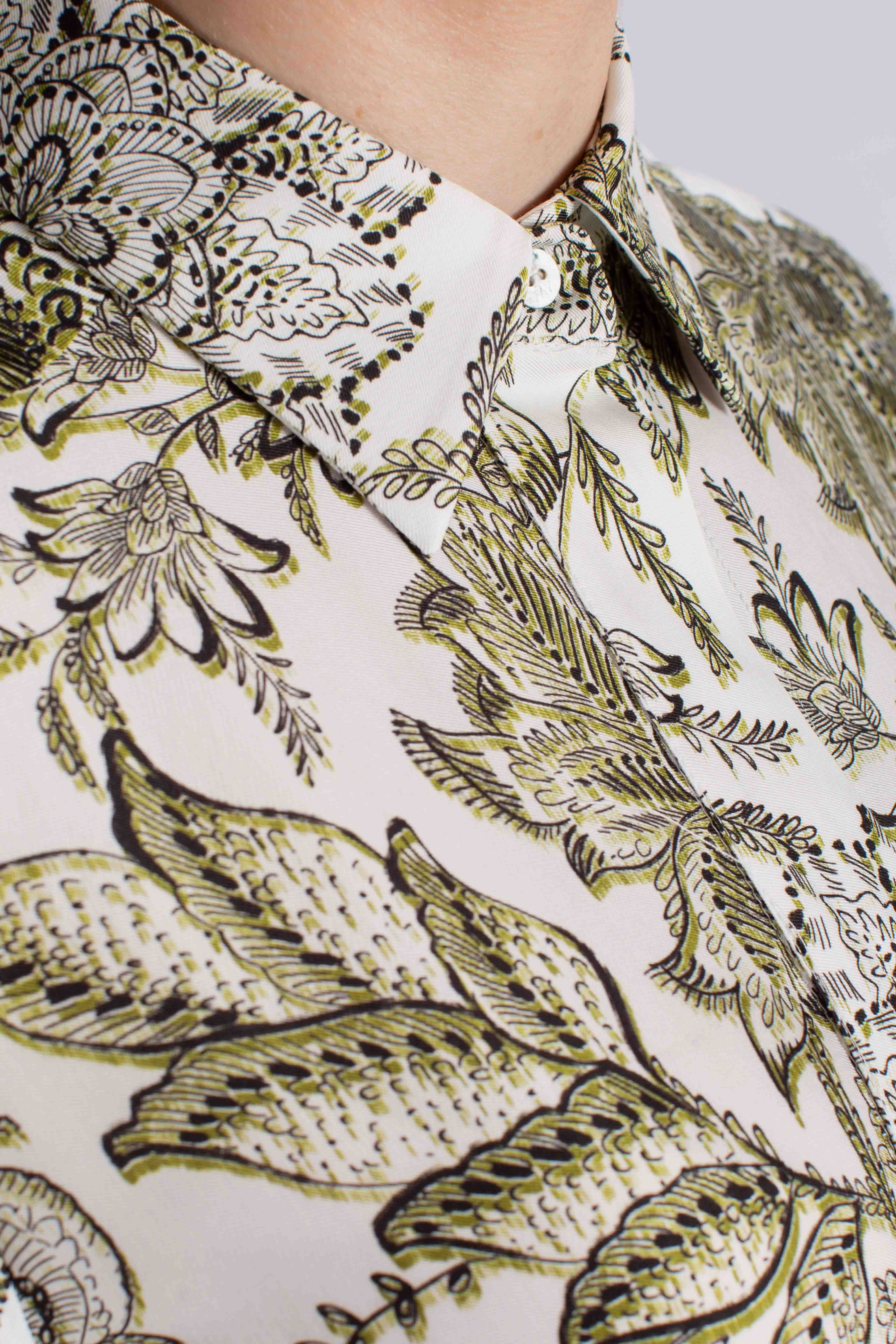 Abito Chemisier in Twill di Viscosa bianco verde nero