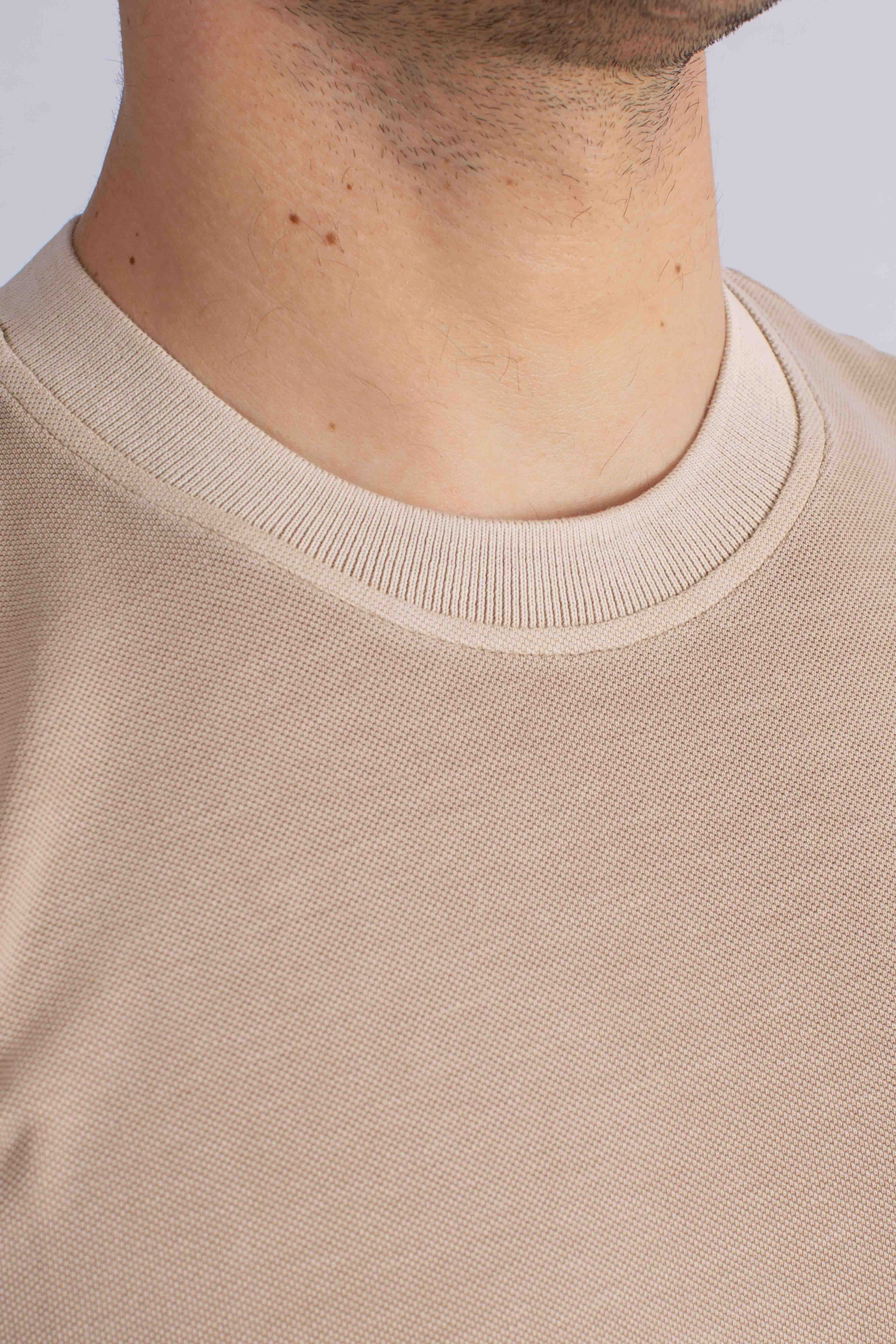 T-shirt Comfort Fit in Piquet di Cotone beige