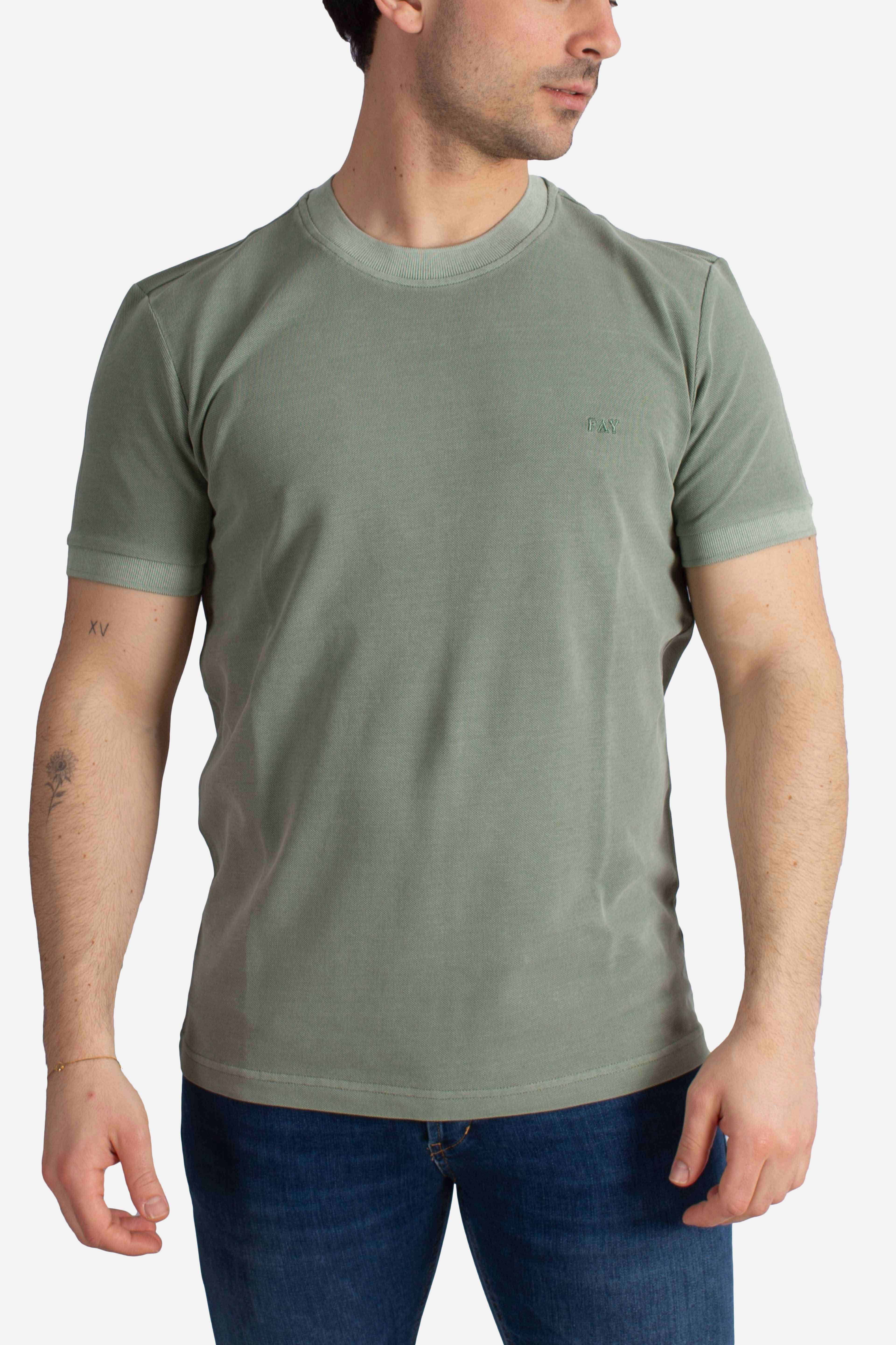 T-shirt Comfort Fit in Piquet di Cotone verde