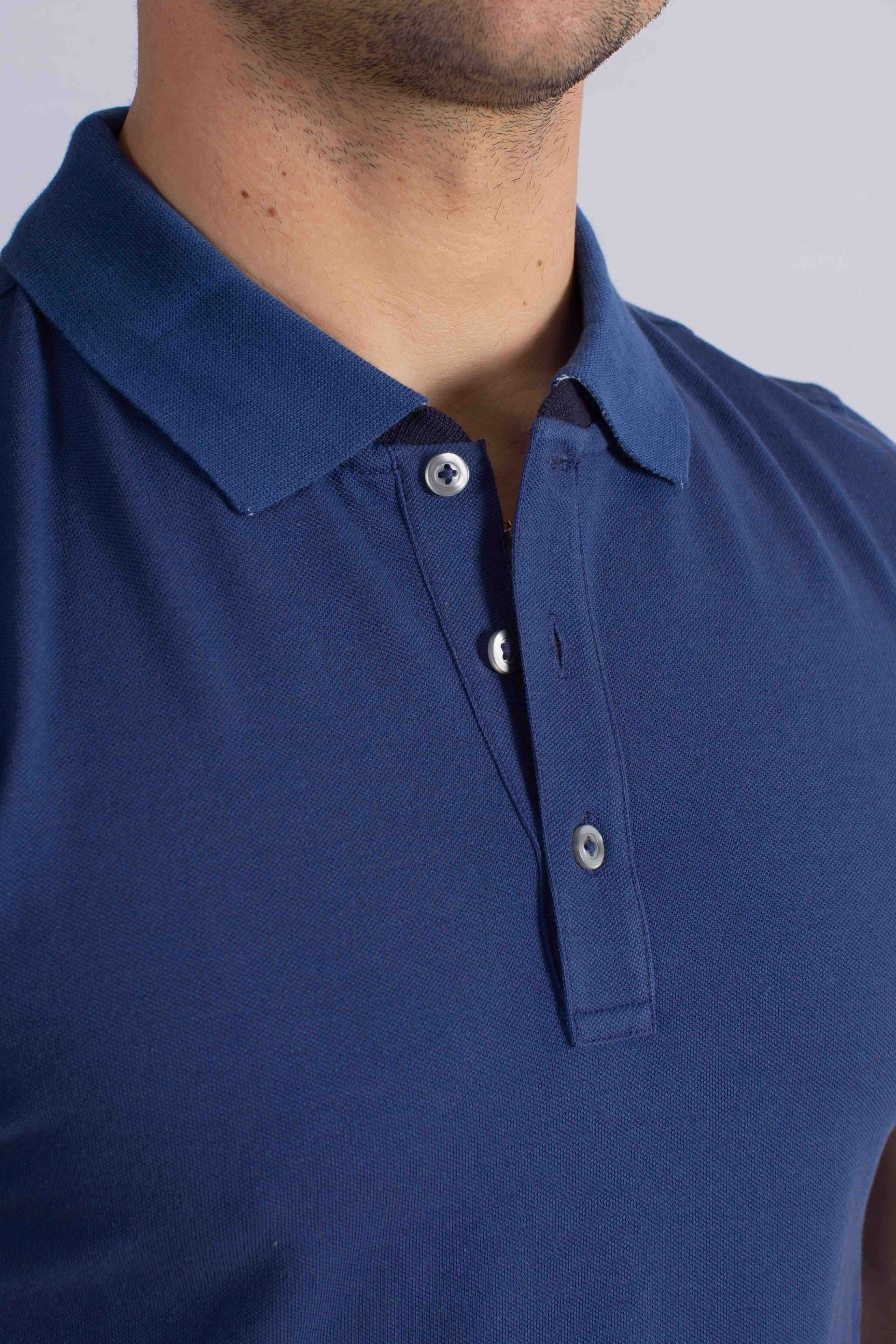 Polo Regular fit in Piquet Stretch blu royal