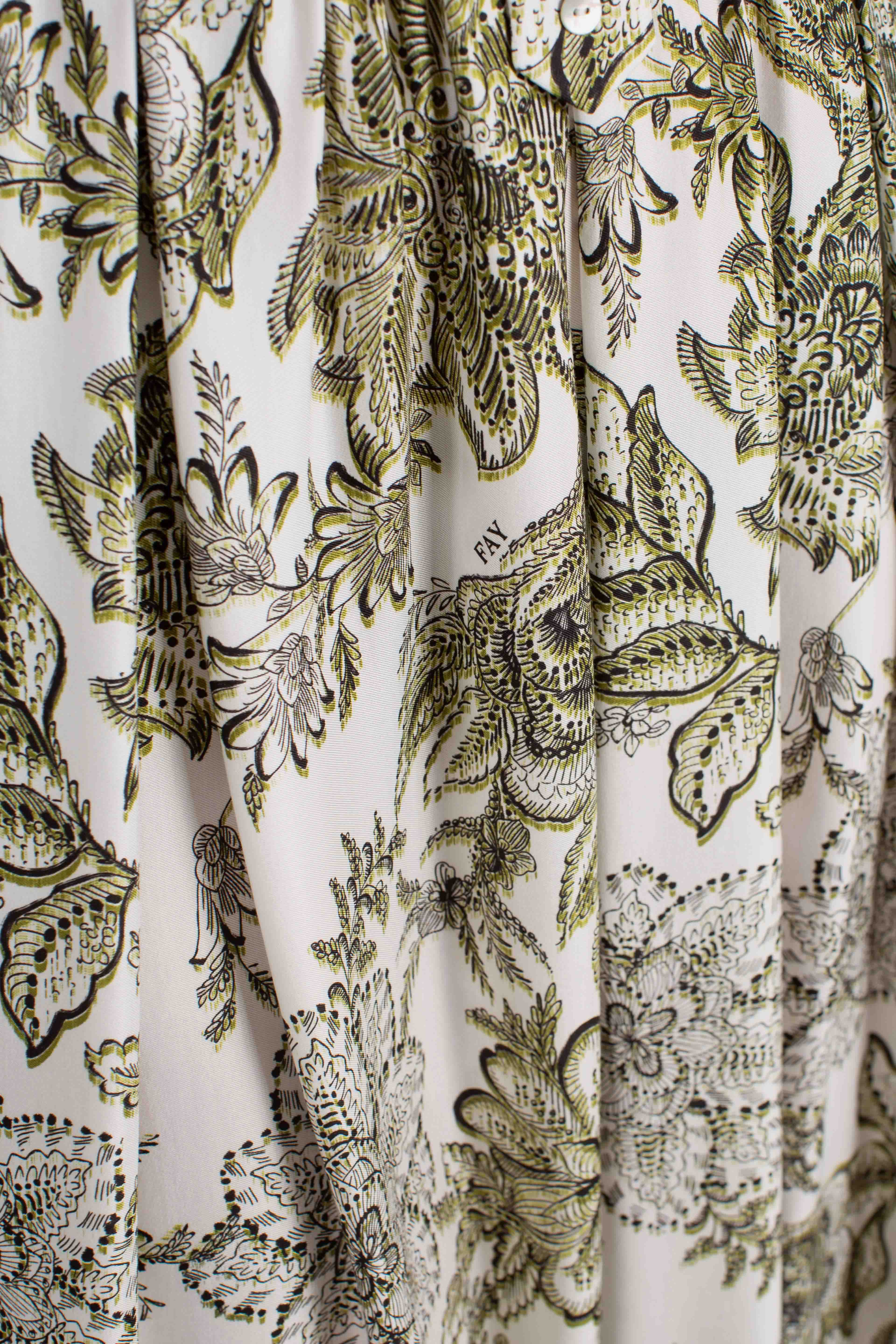 Abito Chemisier in Twill di Viscosa bianco verde nero