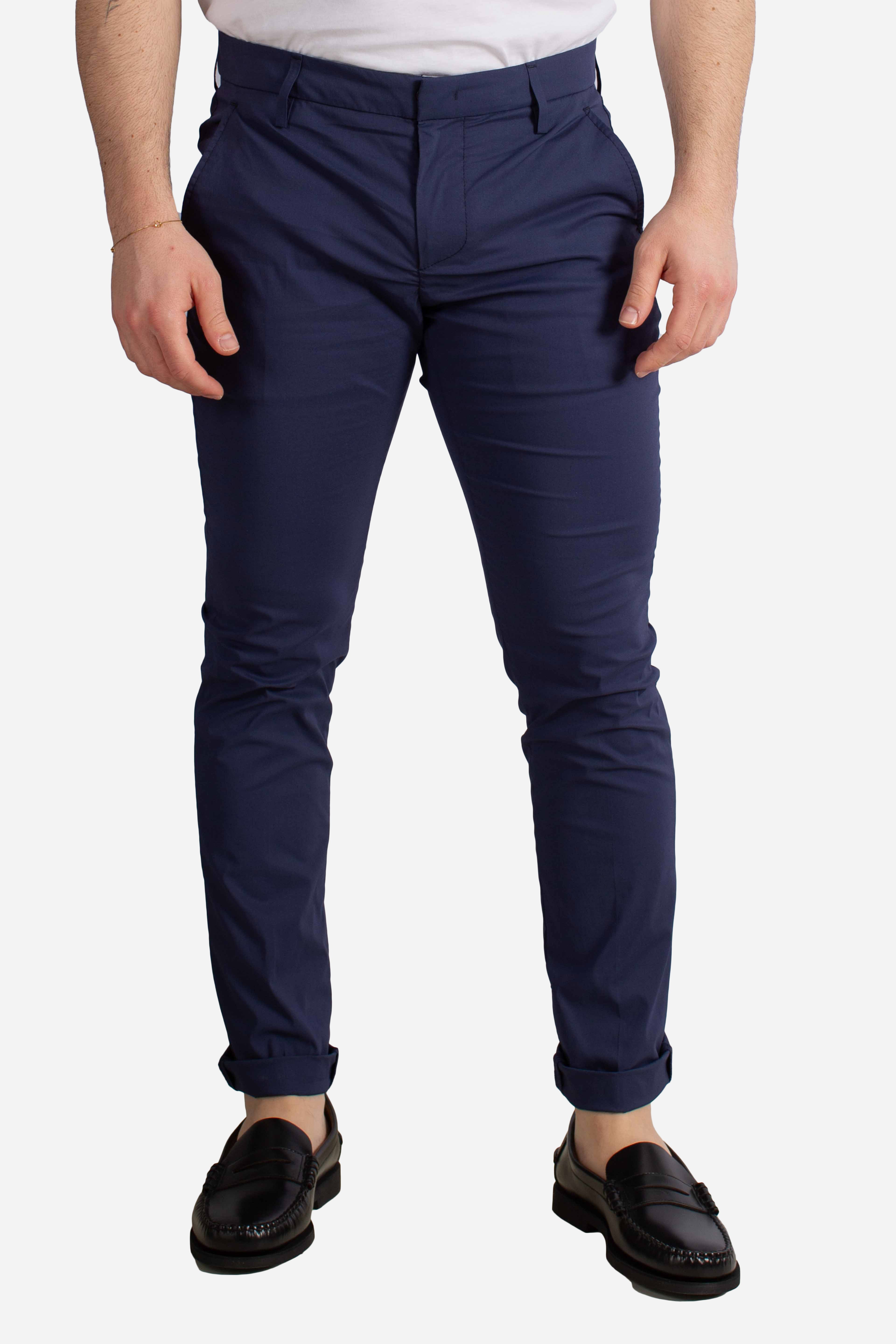 Pantalone slim chino Gaubert in popeline cotone nylon blue royal