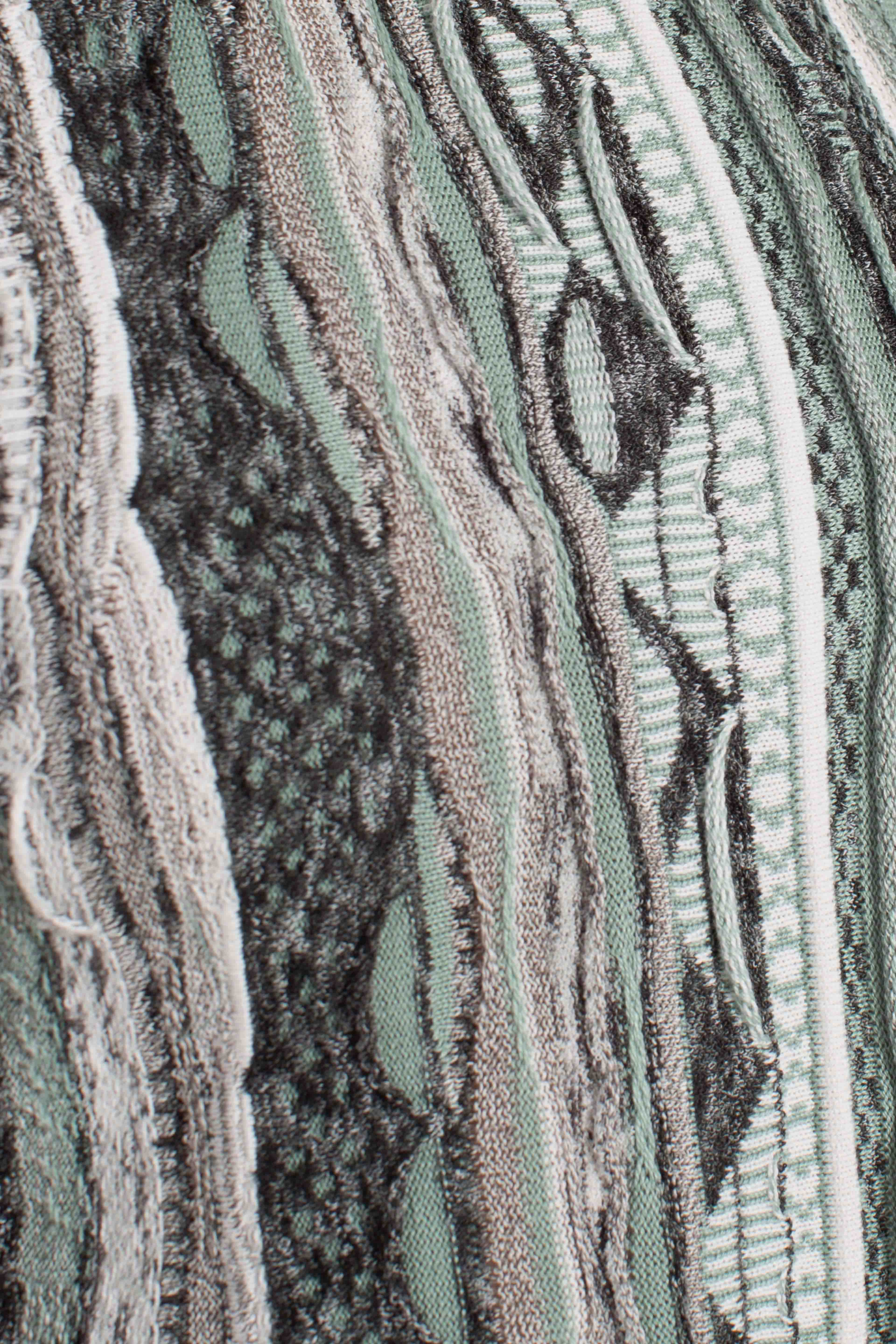 Maglia uomo mezza manica in cotone blend con fantasia jacquard verde salvia