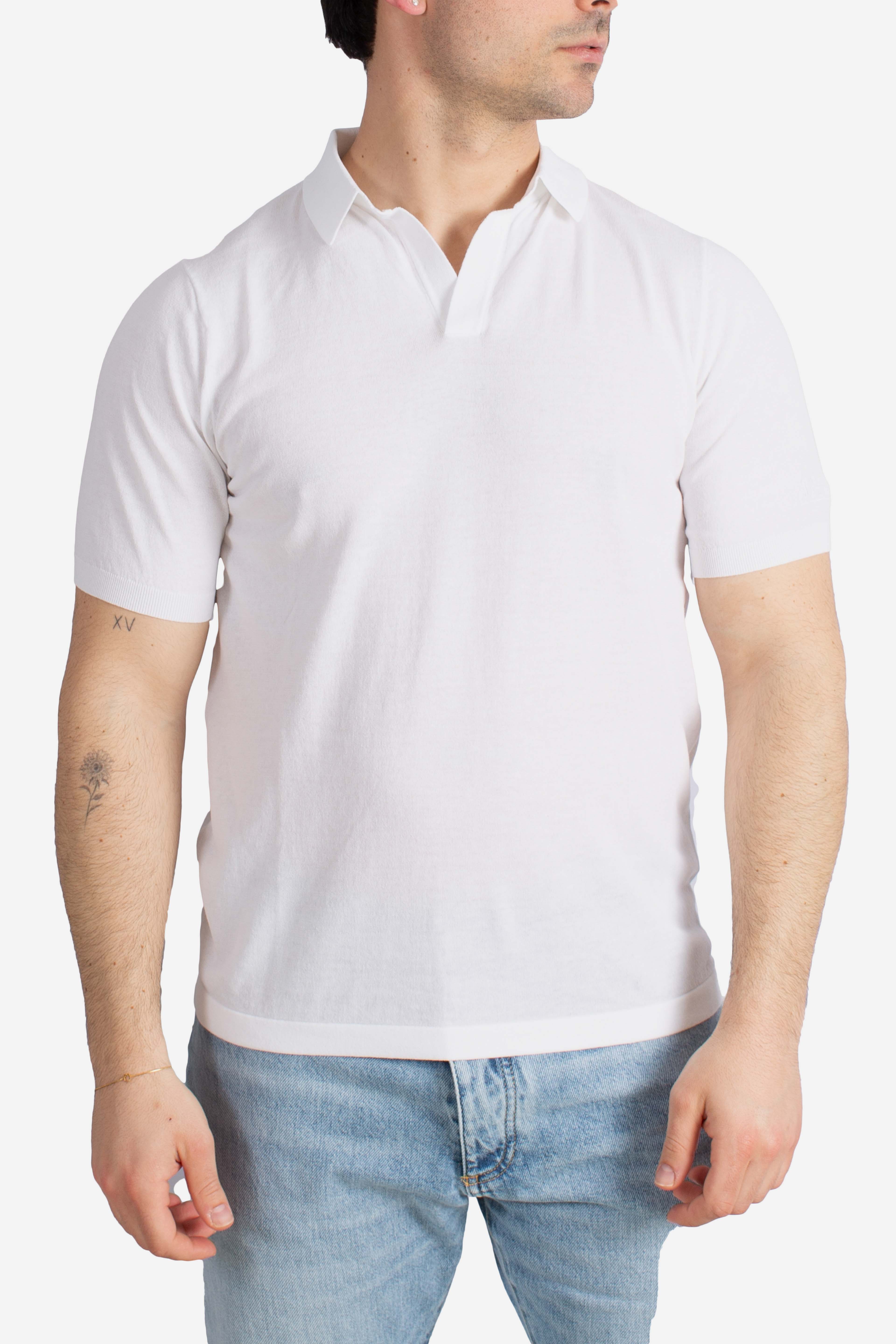 Polo Sloan senza bottoni in maglia white