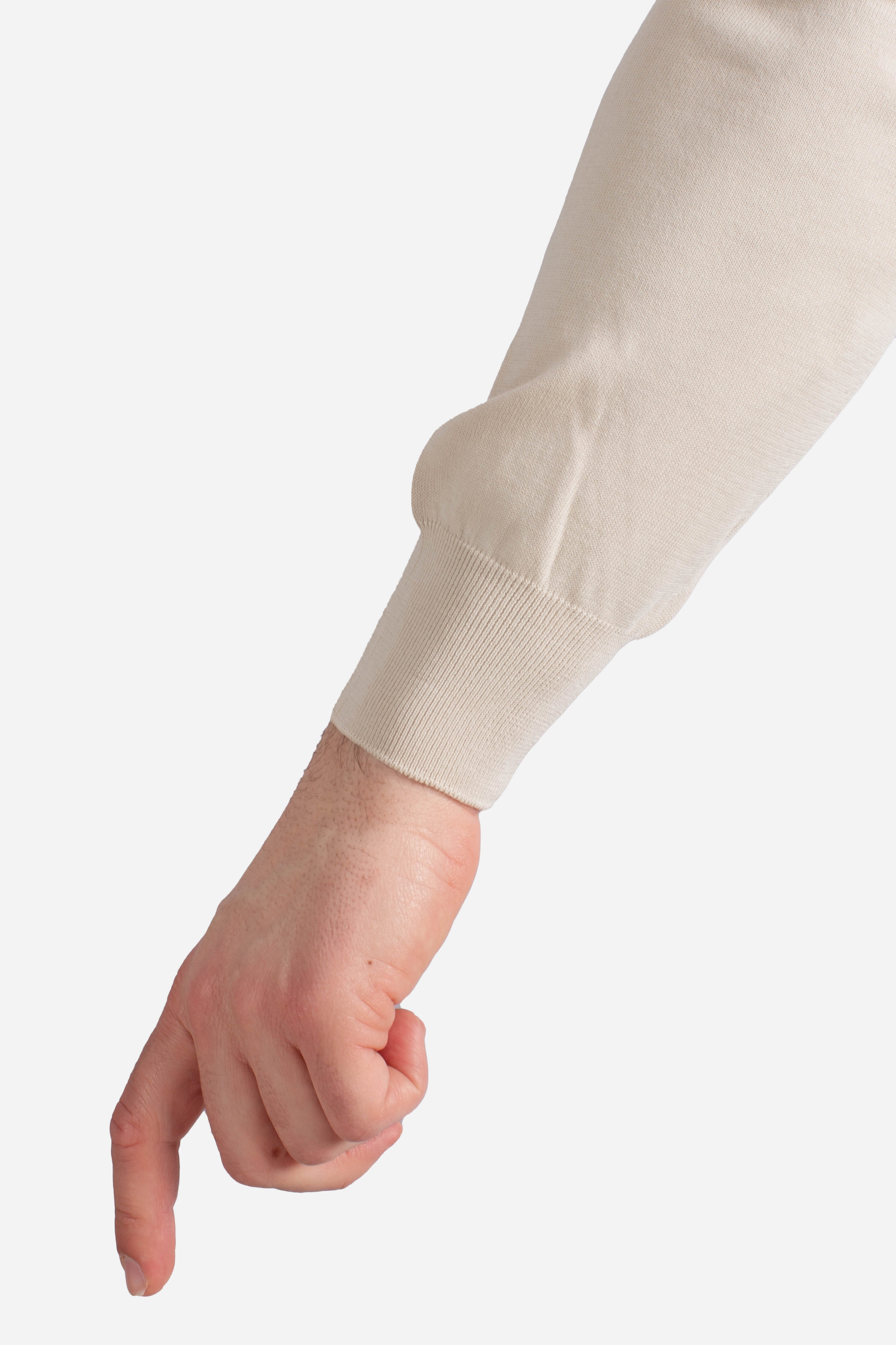 Maglia girocollo in cotone extrafine beige chiaro