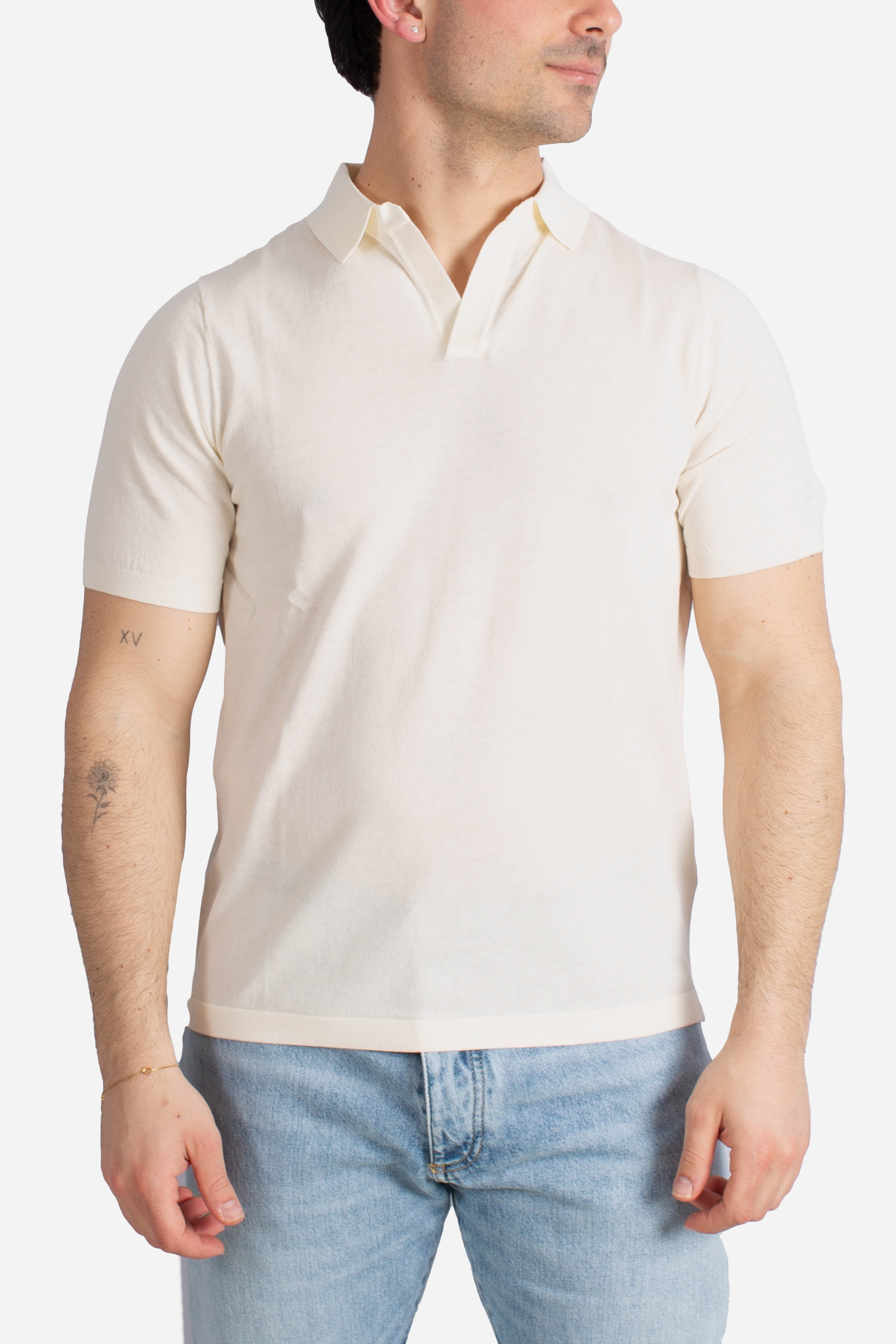 Polo Sloan senza bottoni in maglia cream