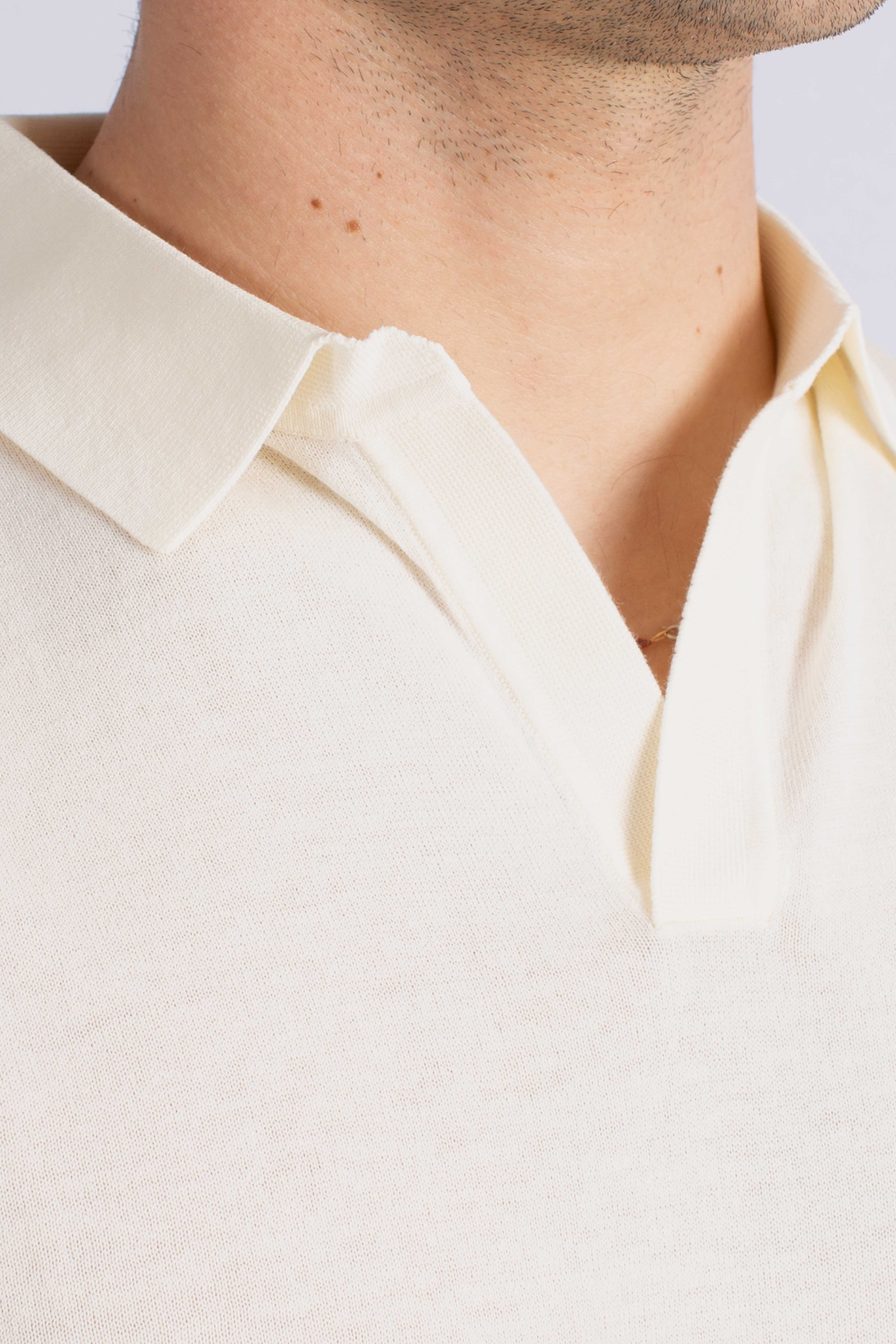 Polo Sloan senza bottoni in maglia cream