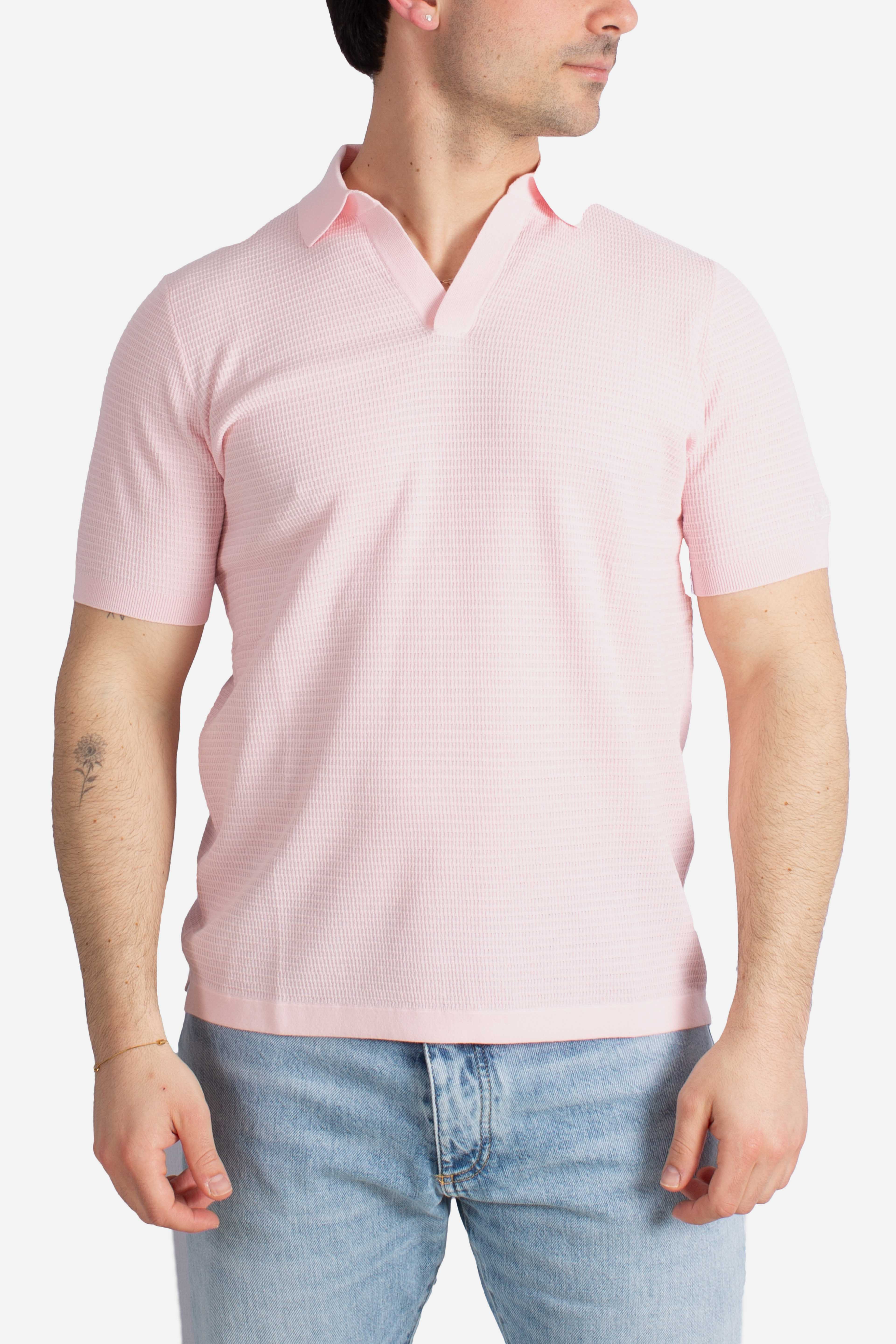 Polo in maglia Sloan waffle cotton pink senza bottoni