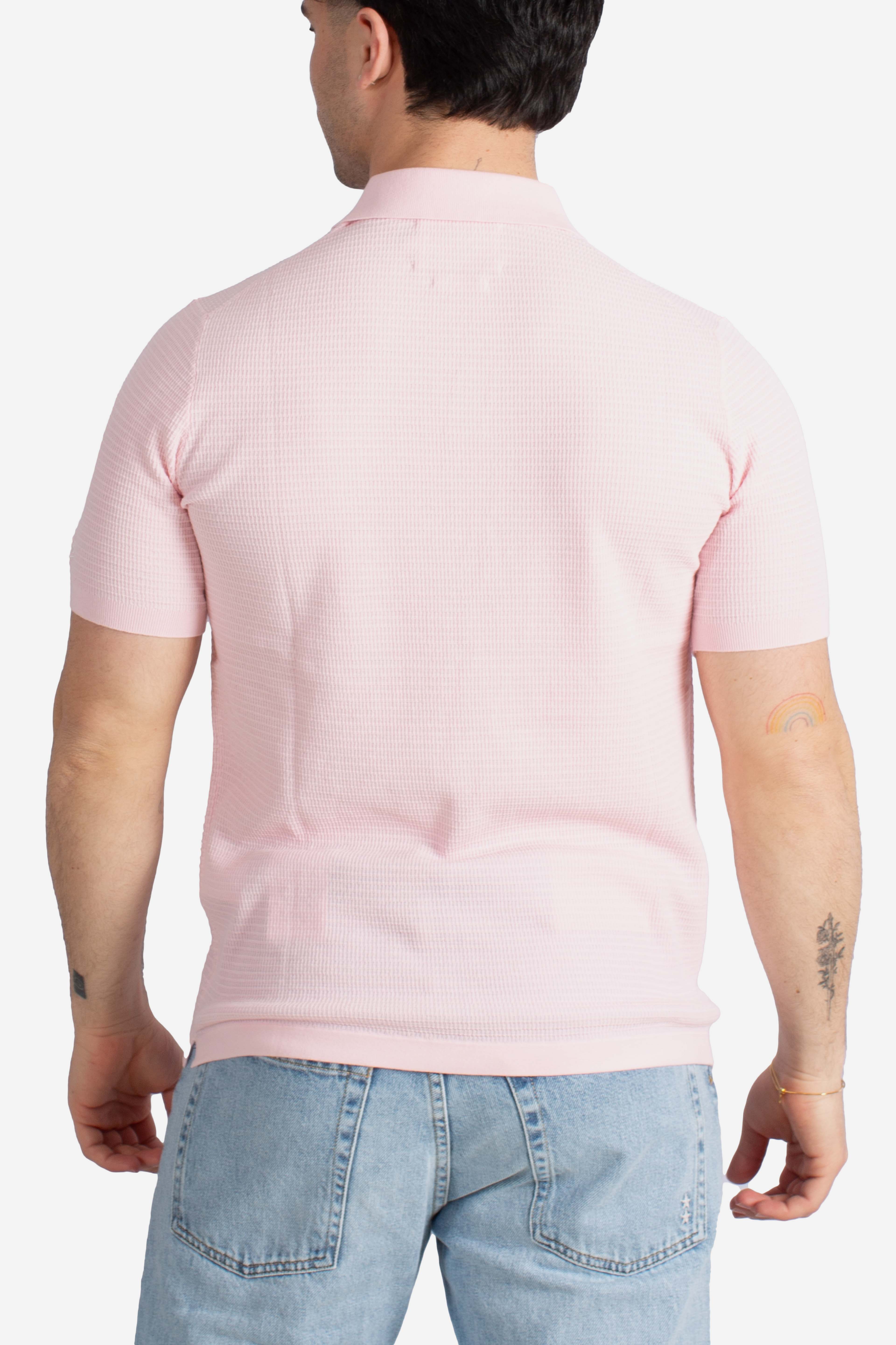 Polo in maglia Sloan waffle cotton pink senza bottoni