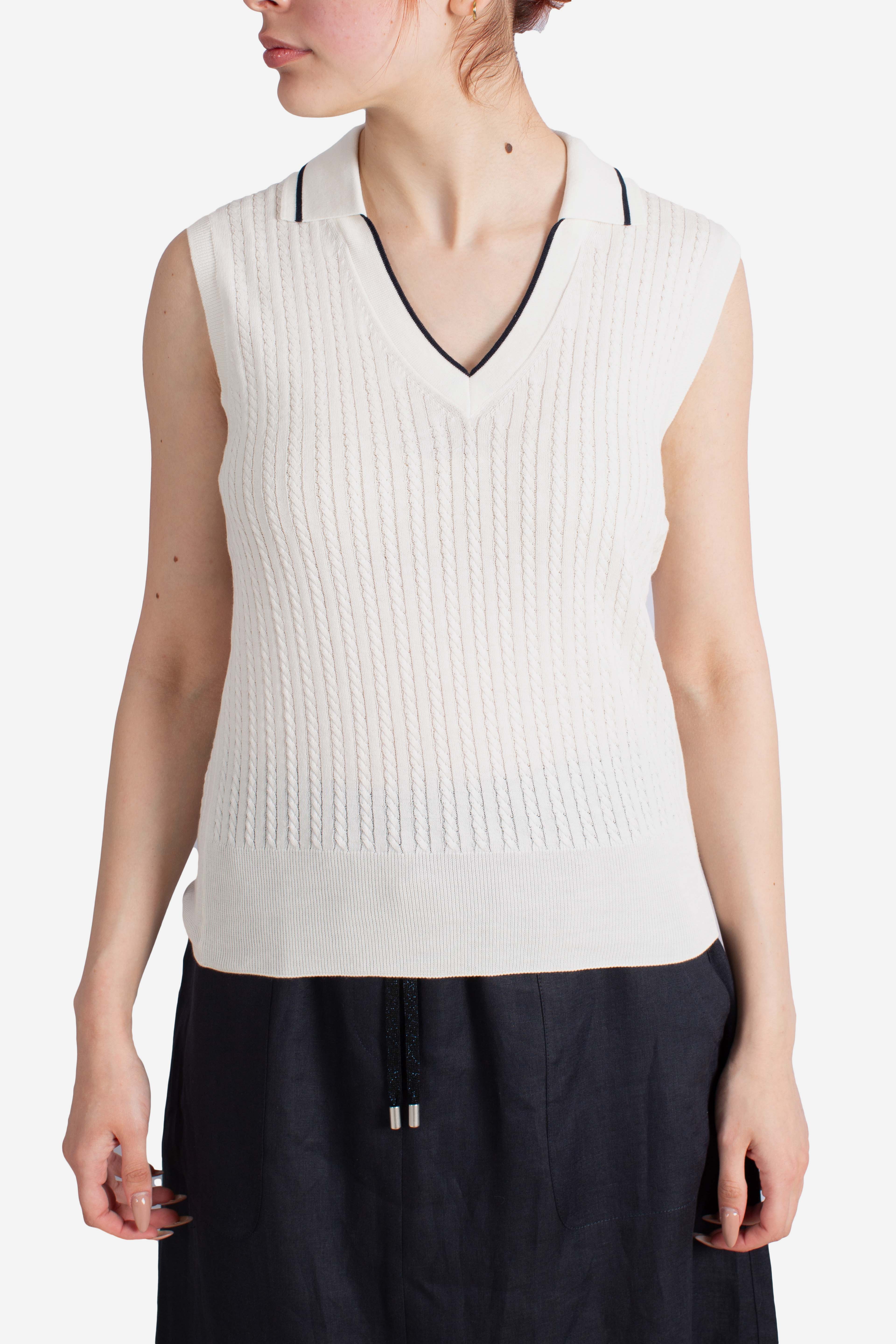 Pullover a trecce white