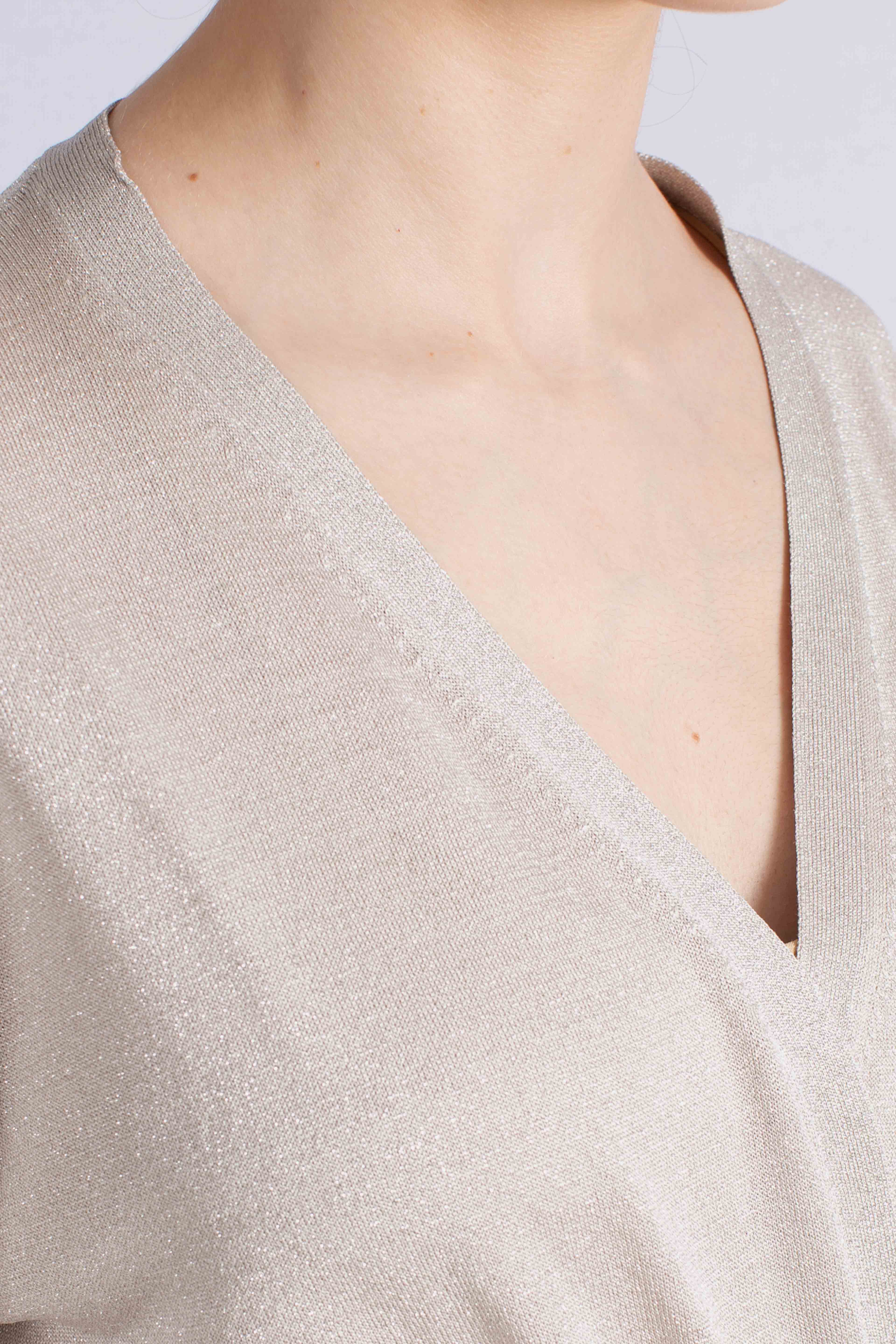 Cardigan Gran Sasso in maglia lurex con cintura oro