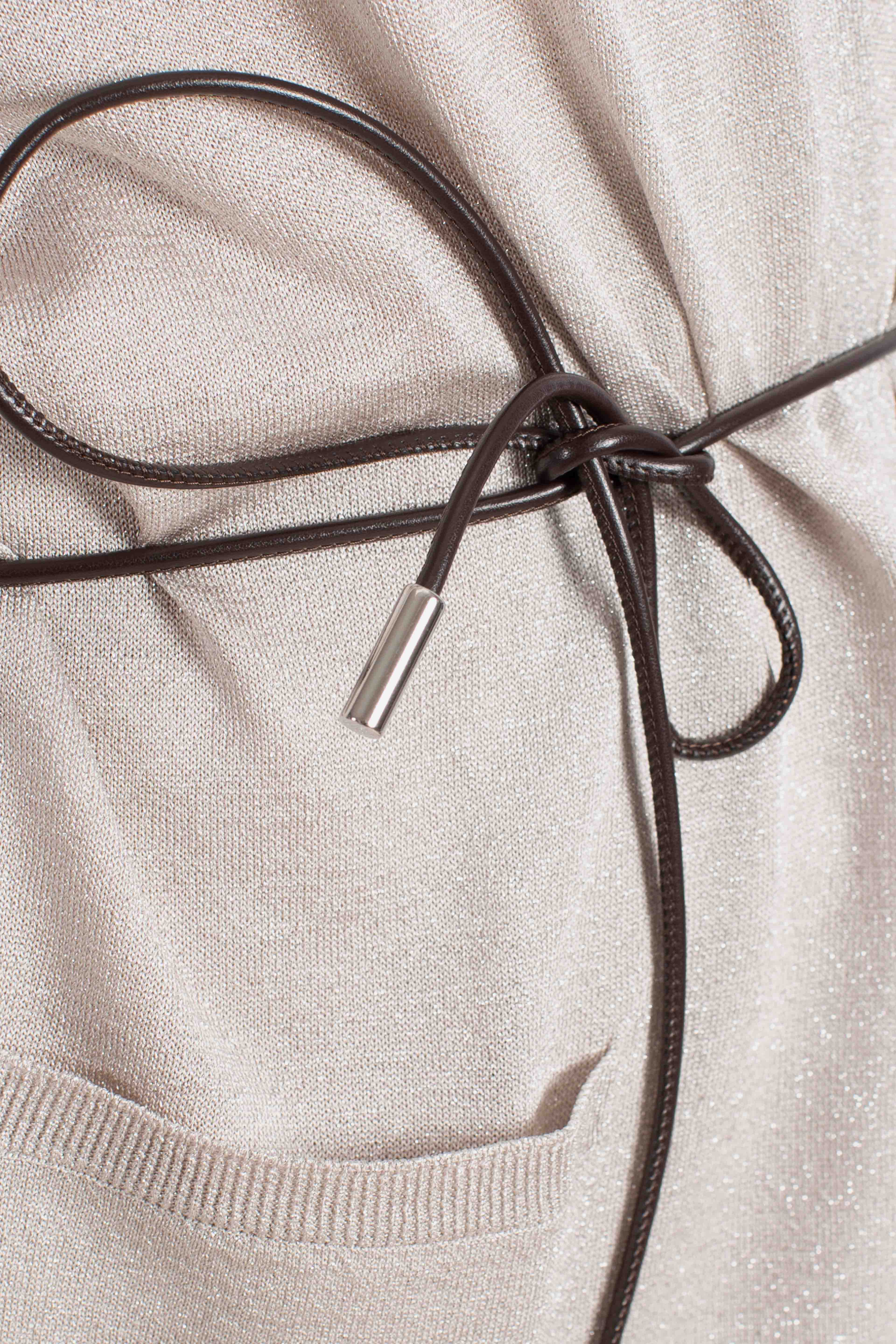 Cardigan Gran Sasso in maglia lurex con cintura oro