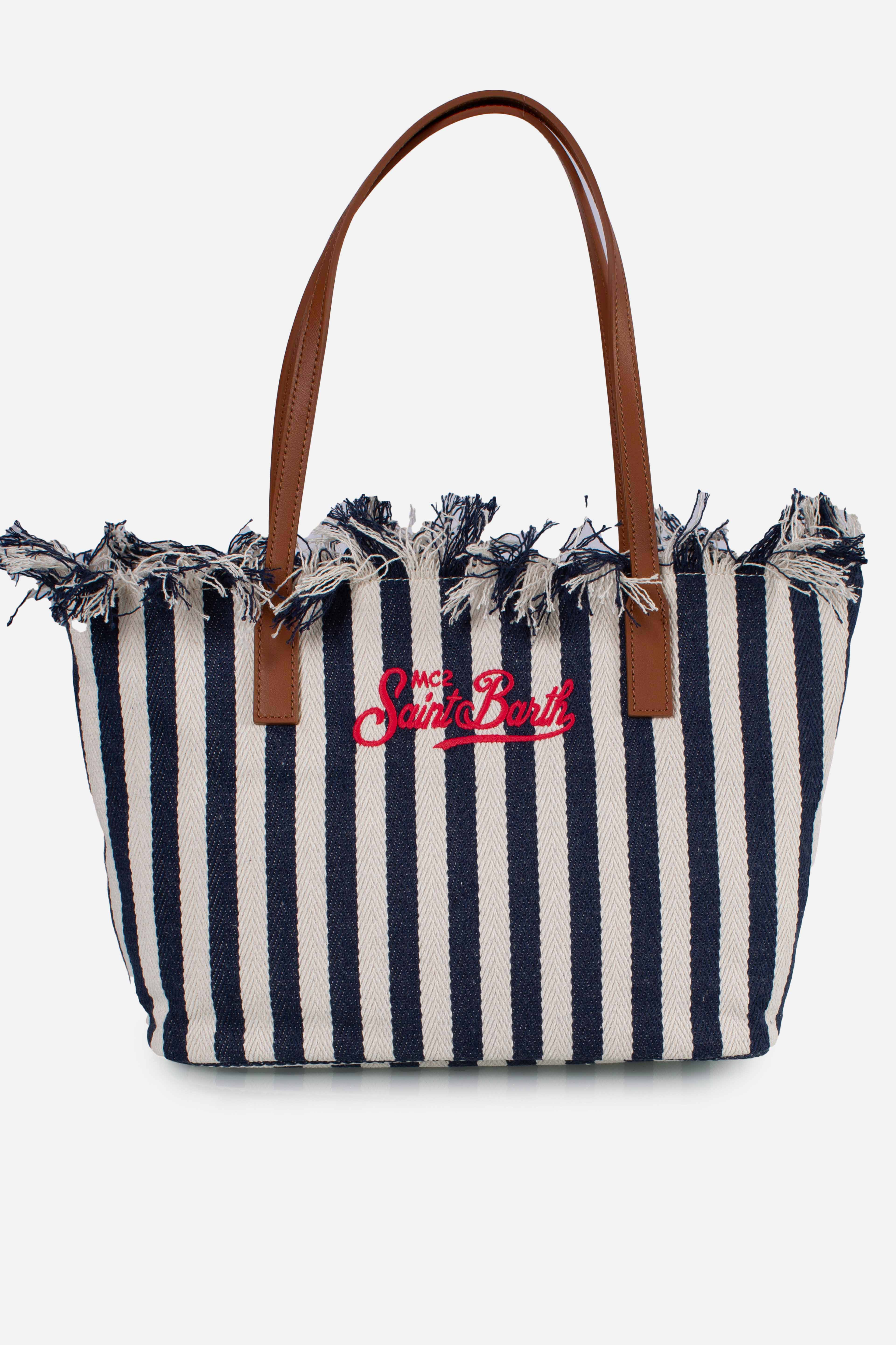 City bag mid fringe hb stripes white blue
