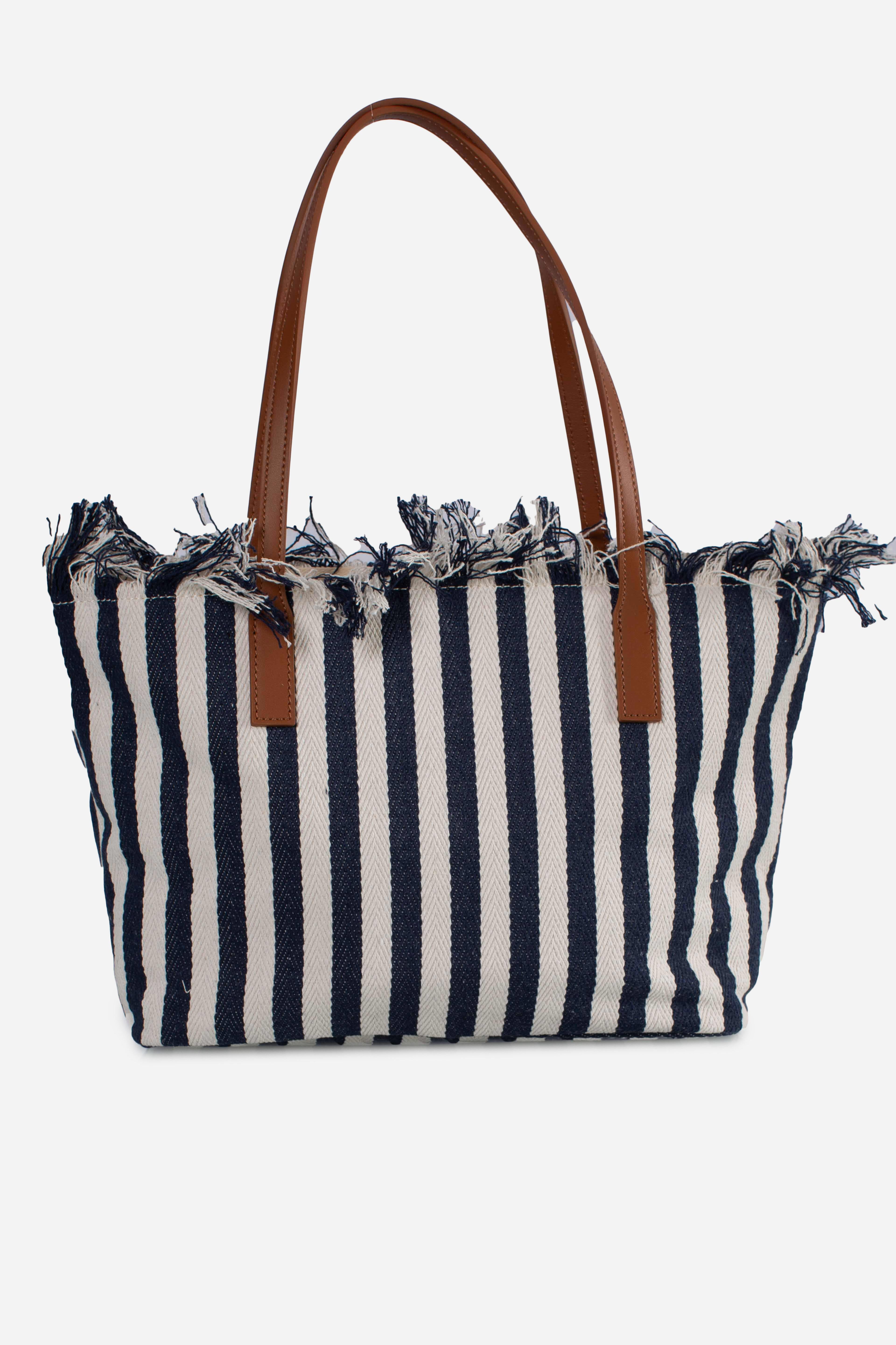 City bag mid fringe hb stripes white blue