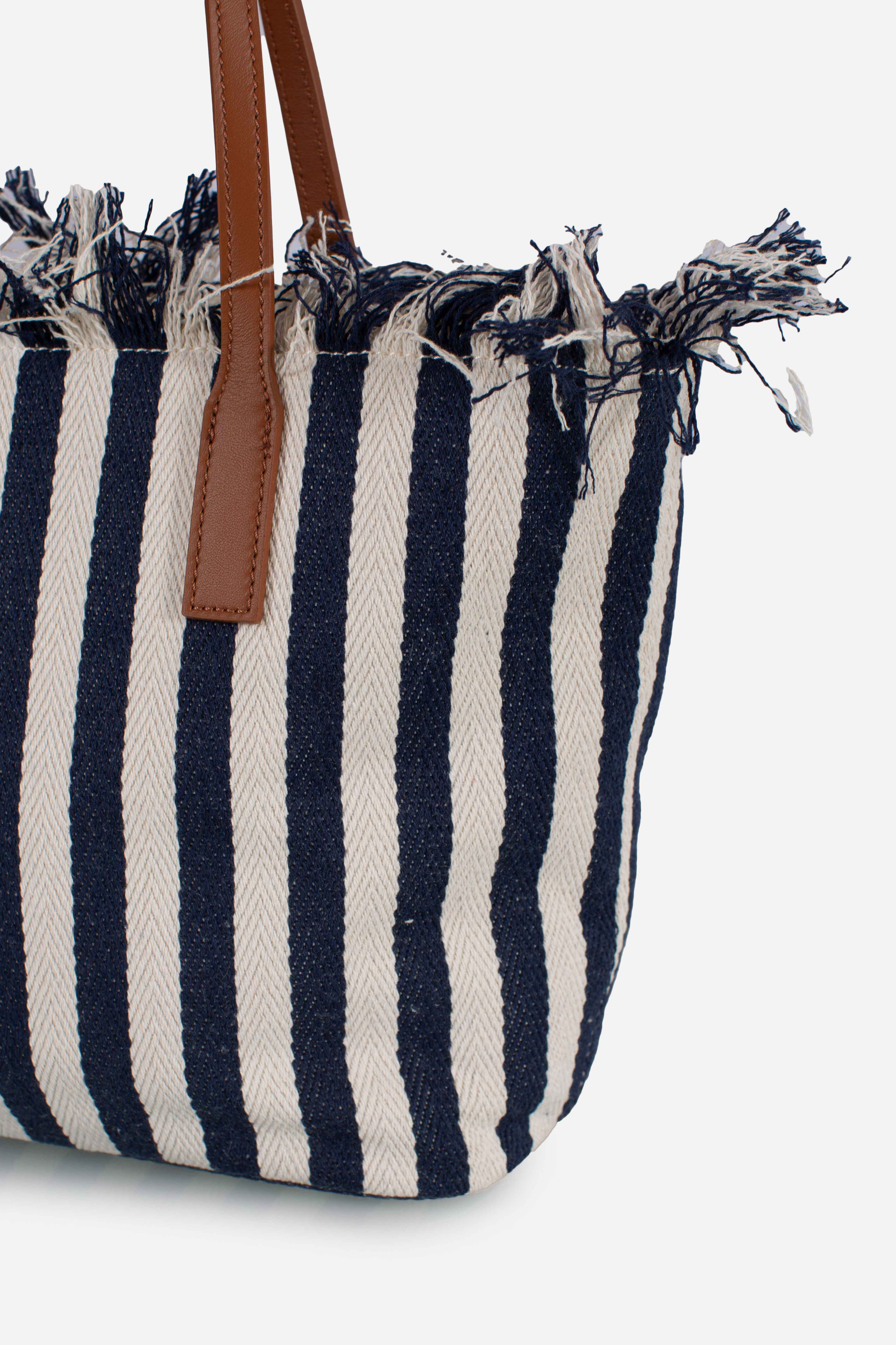 City bag mid fringe hb stripes white blue