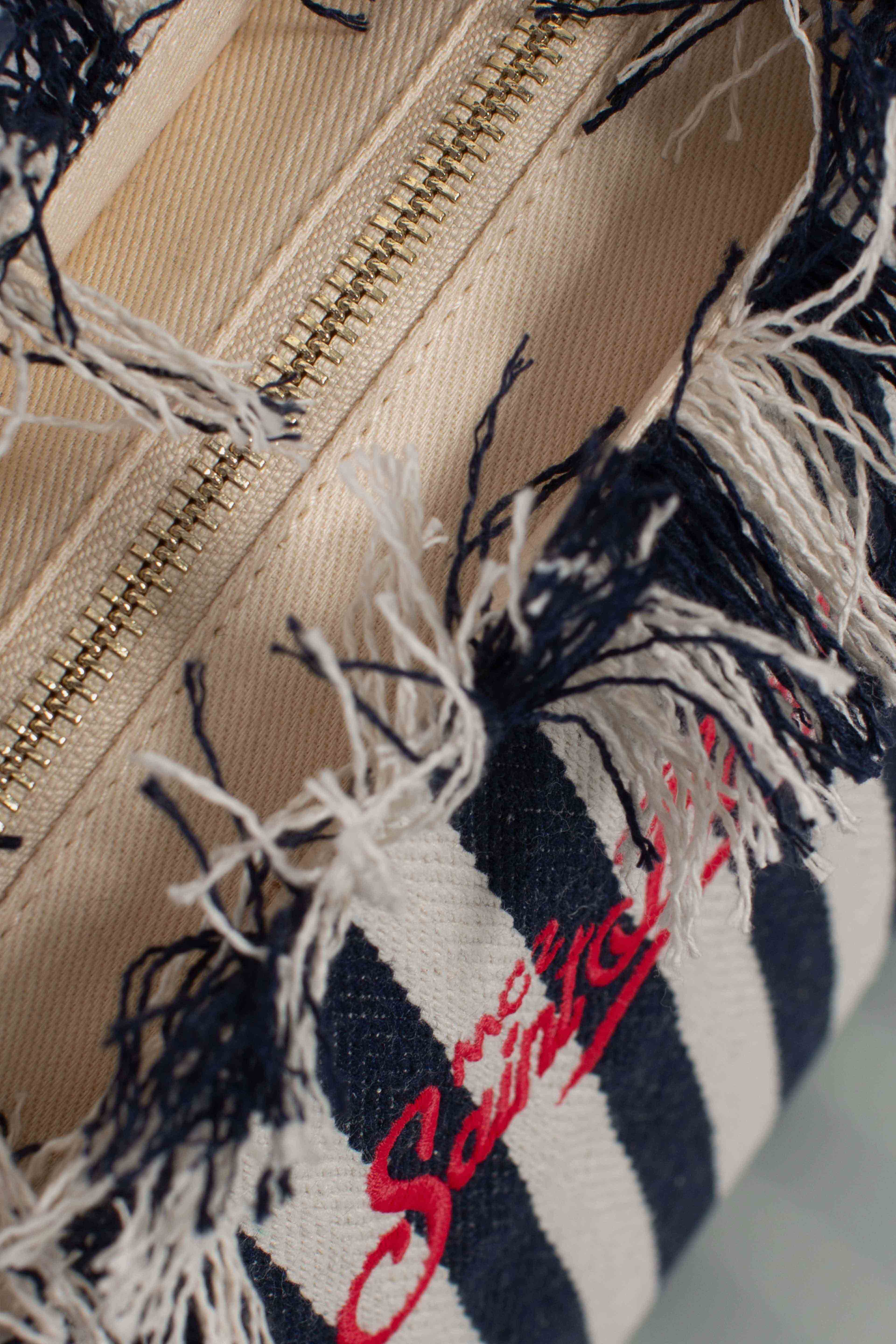 City bag mid fringe hb stripes white blue