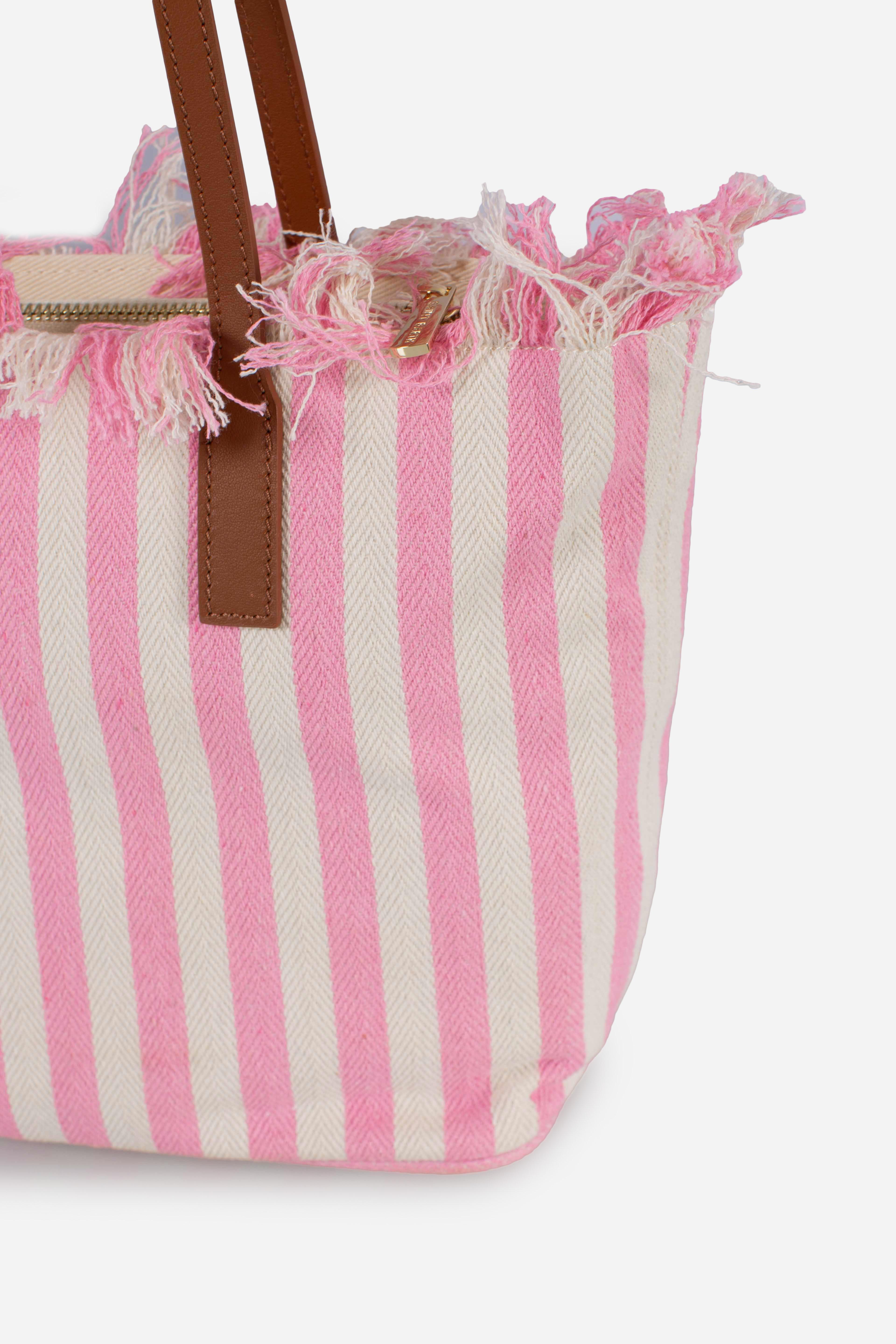 City bag mid fringe hb stripes white pink