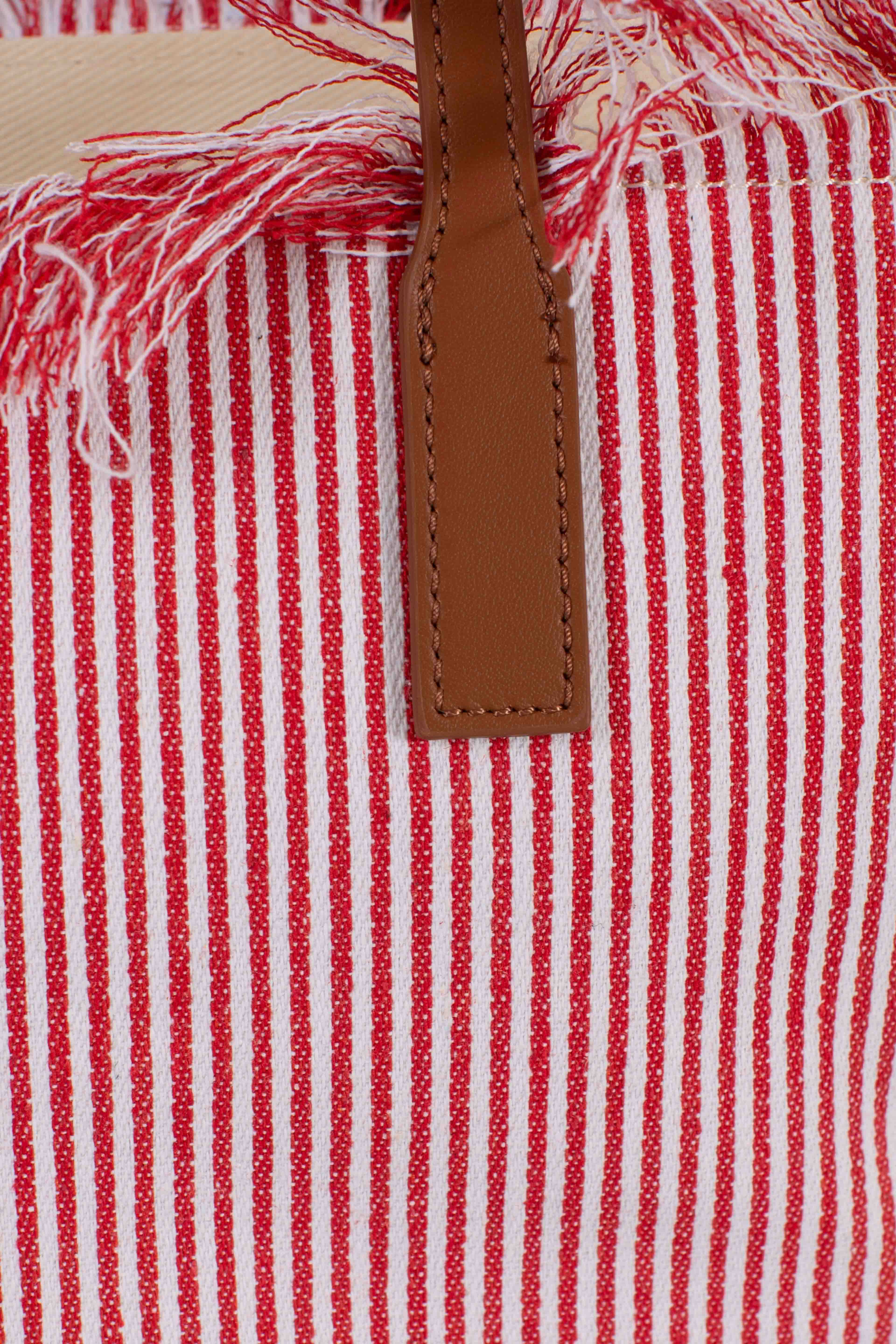 City bag mid fringe micro stripes white red
