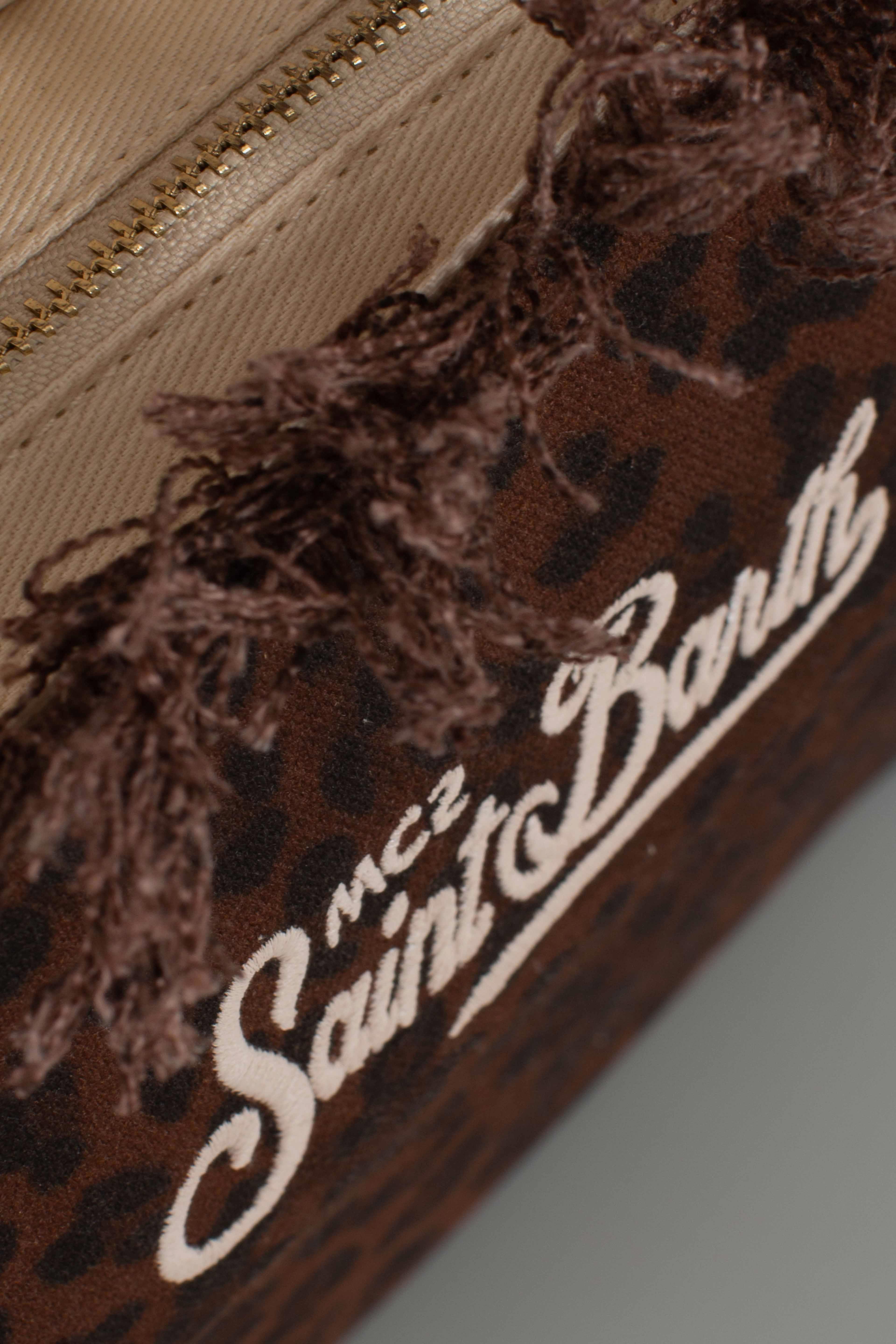 City bag mid fringe shoulder bag canvas dark leopard