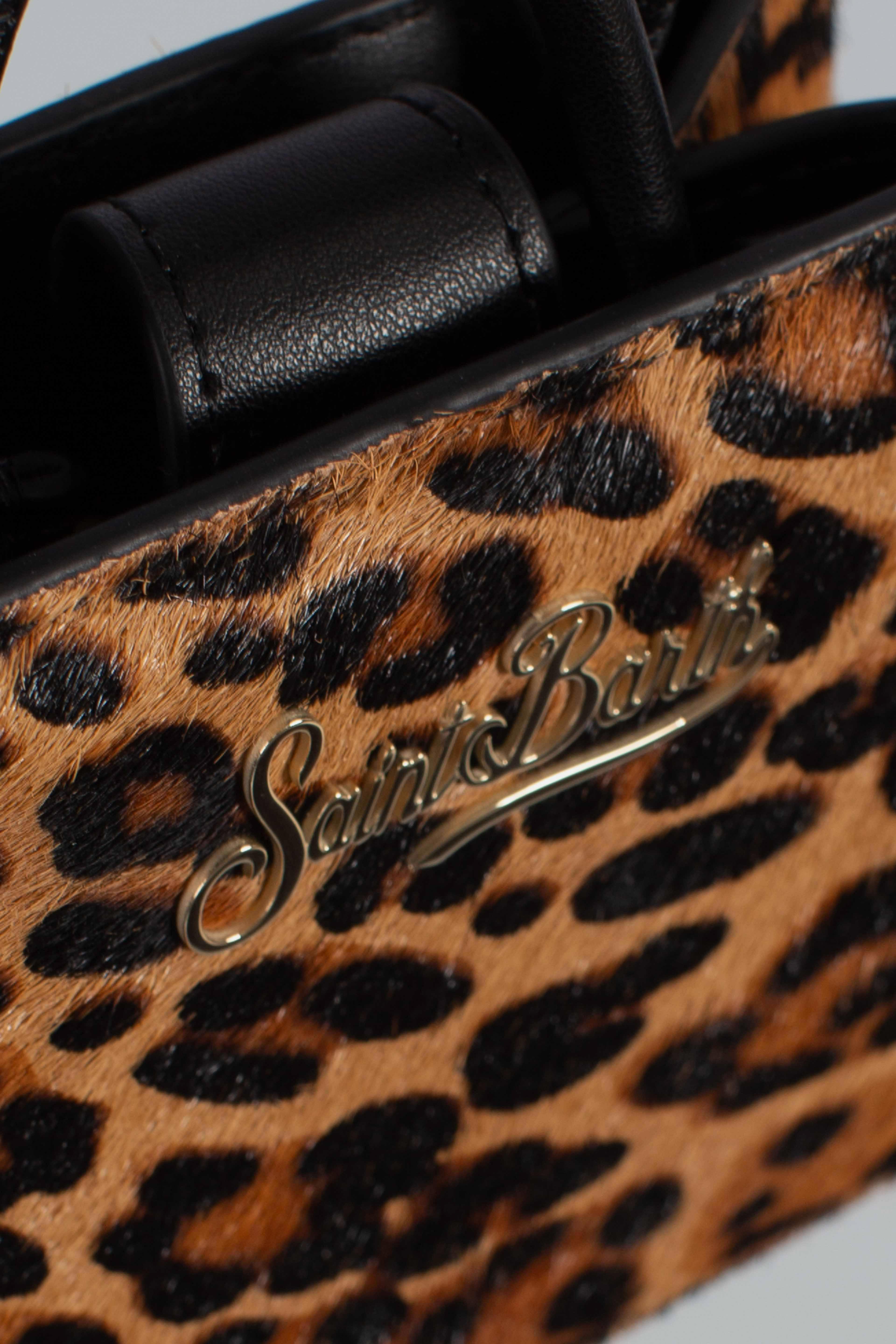 Shop bag micro in pelle e cavallino leopardato