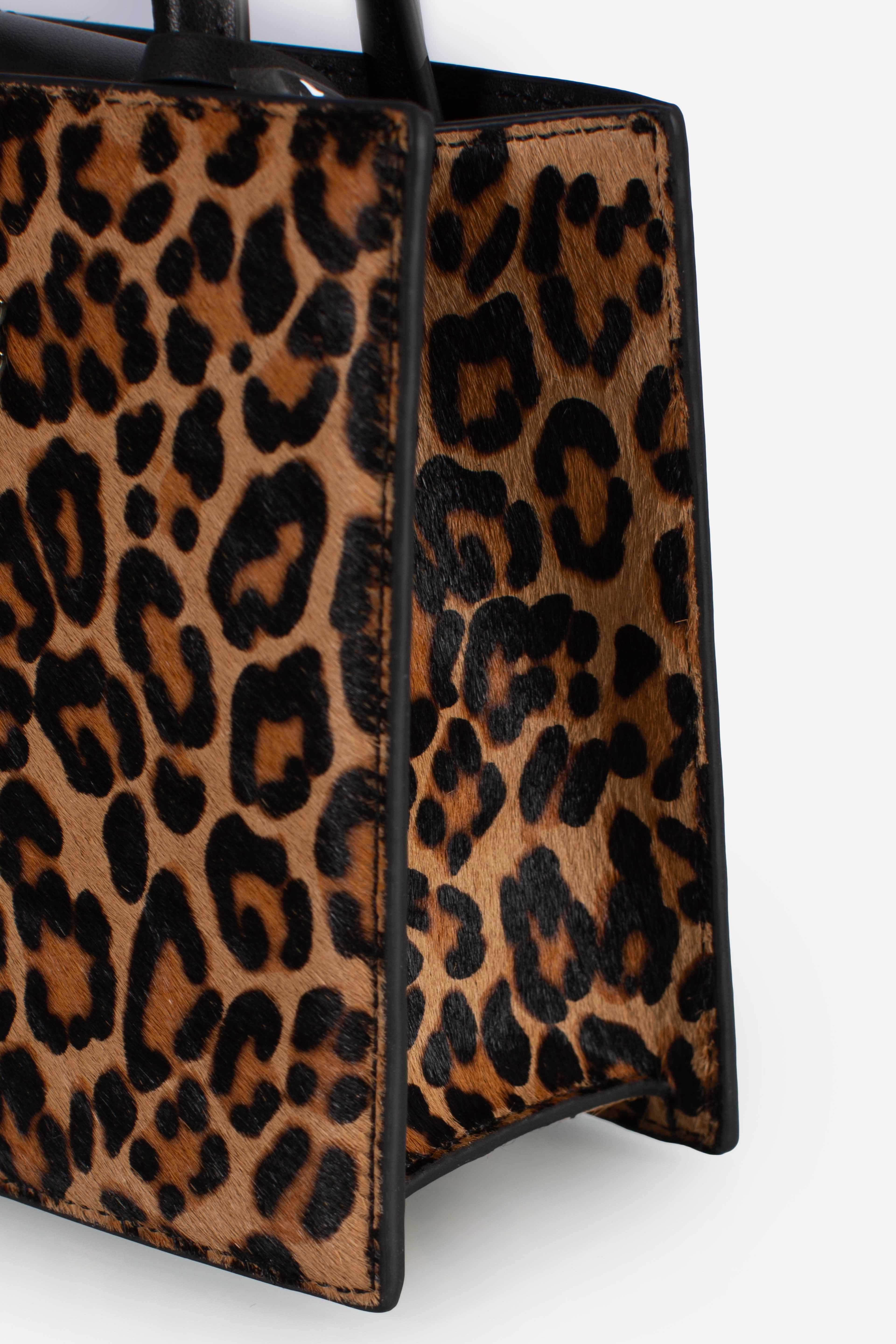 Shop Bag Mini in pelle e cavallino leopardato