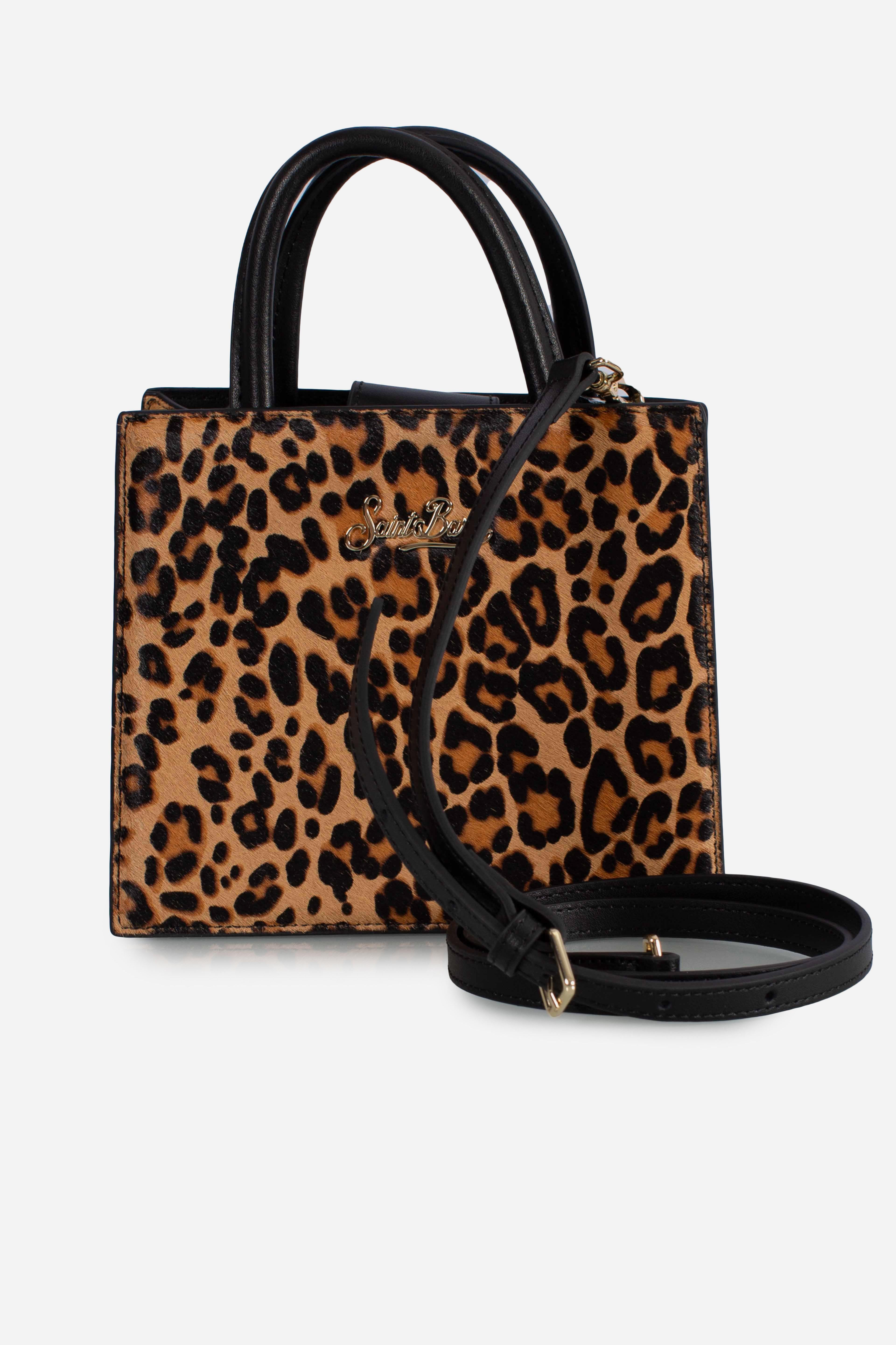 Shop Bag Mini in pelle e cavallino leopardato