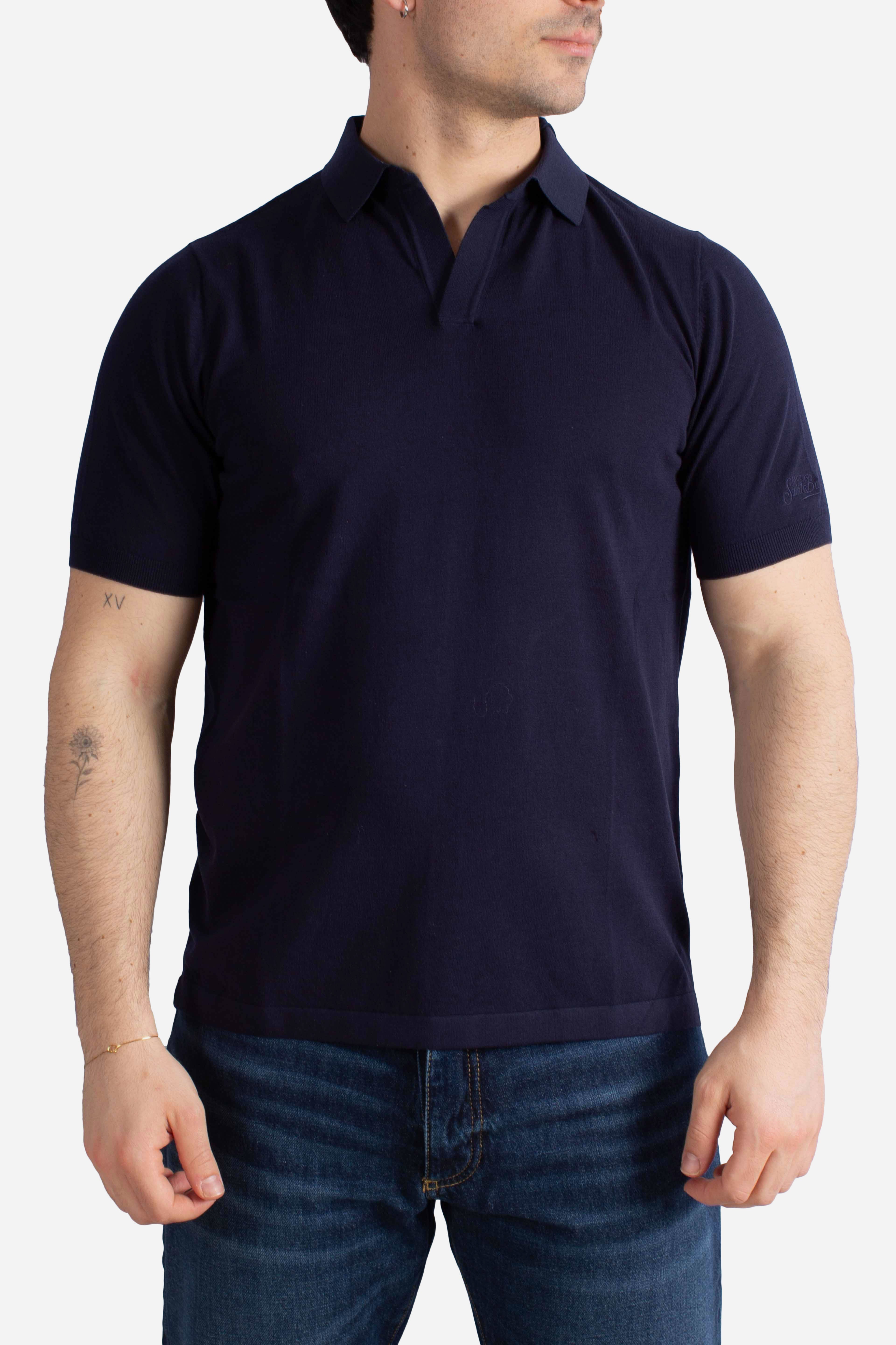 Polo Sloan senza bottoni in maglia blue navy