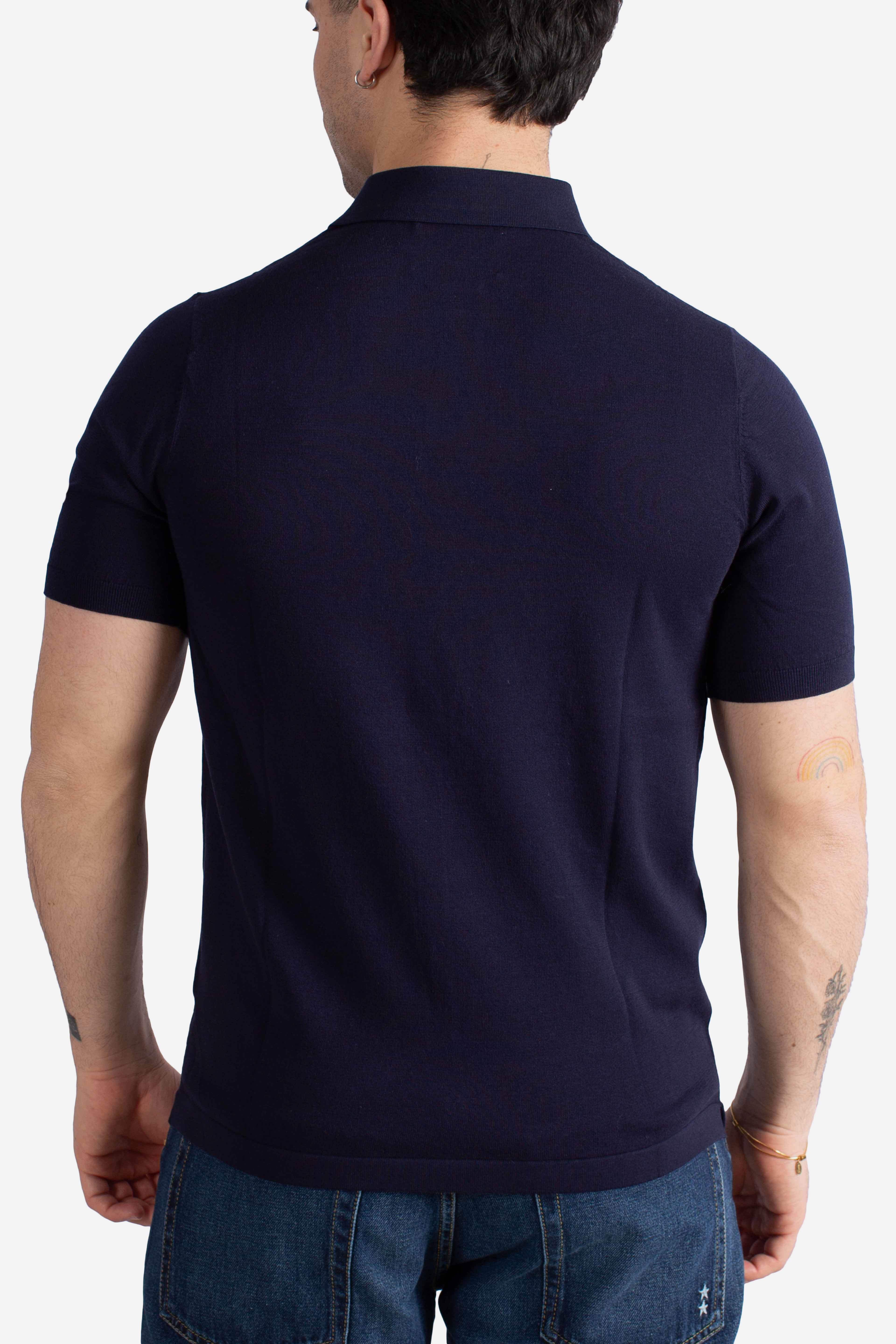 Polo Sloan senza bottoni in maglia blue navy