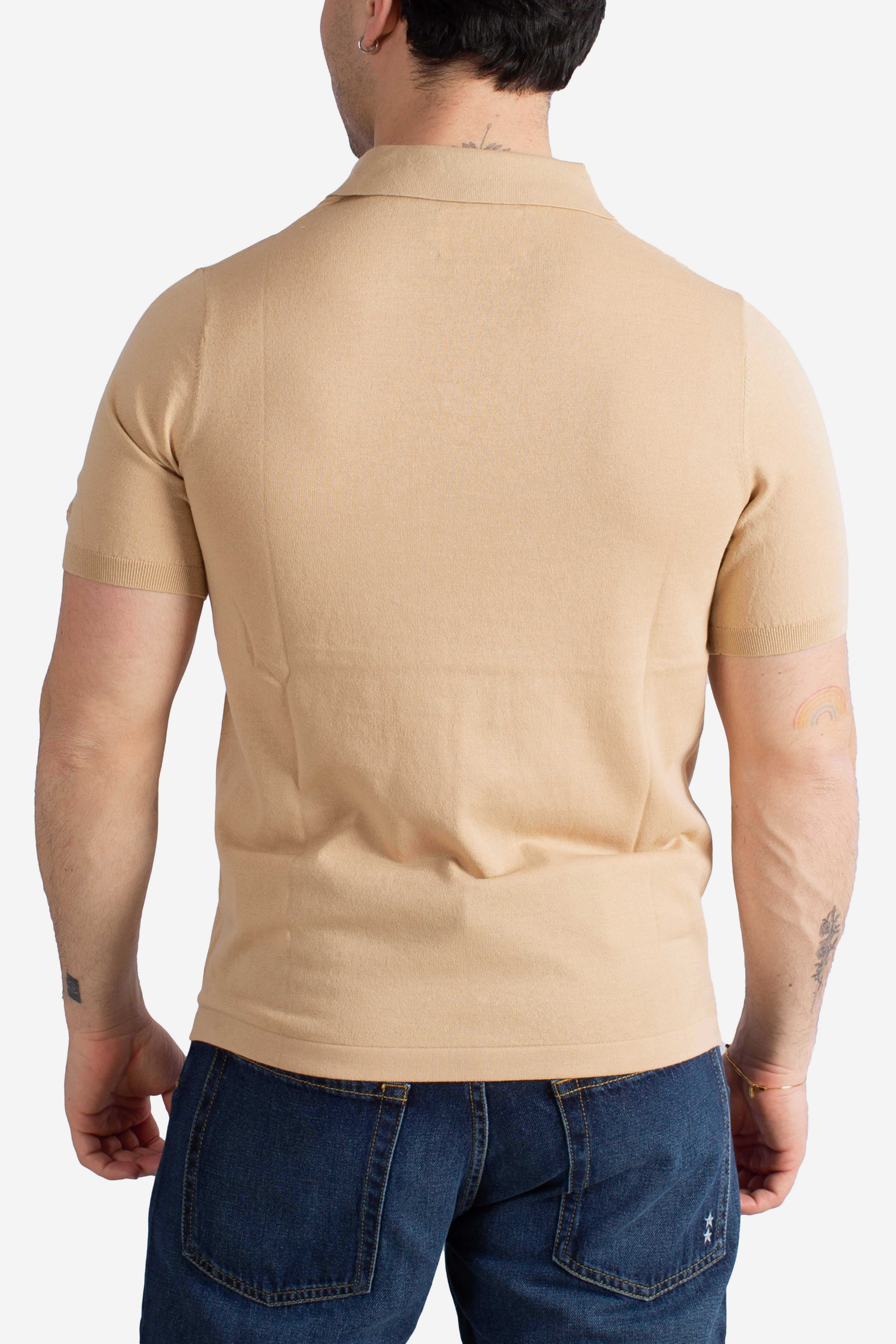 Polo Sloan senza bottoni in maglia beige