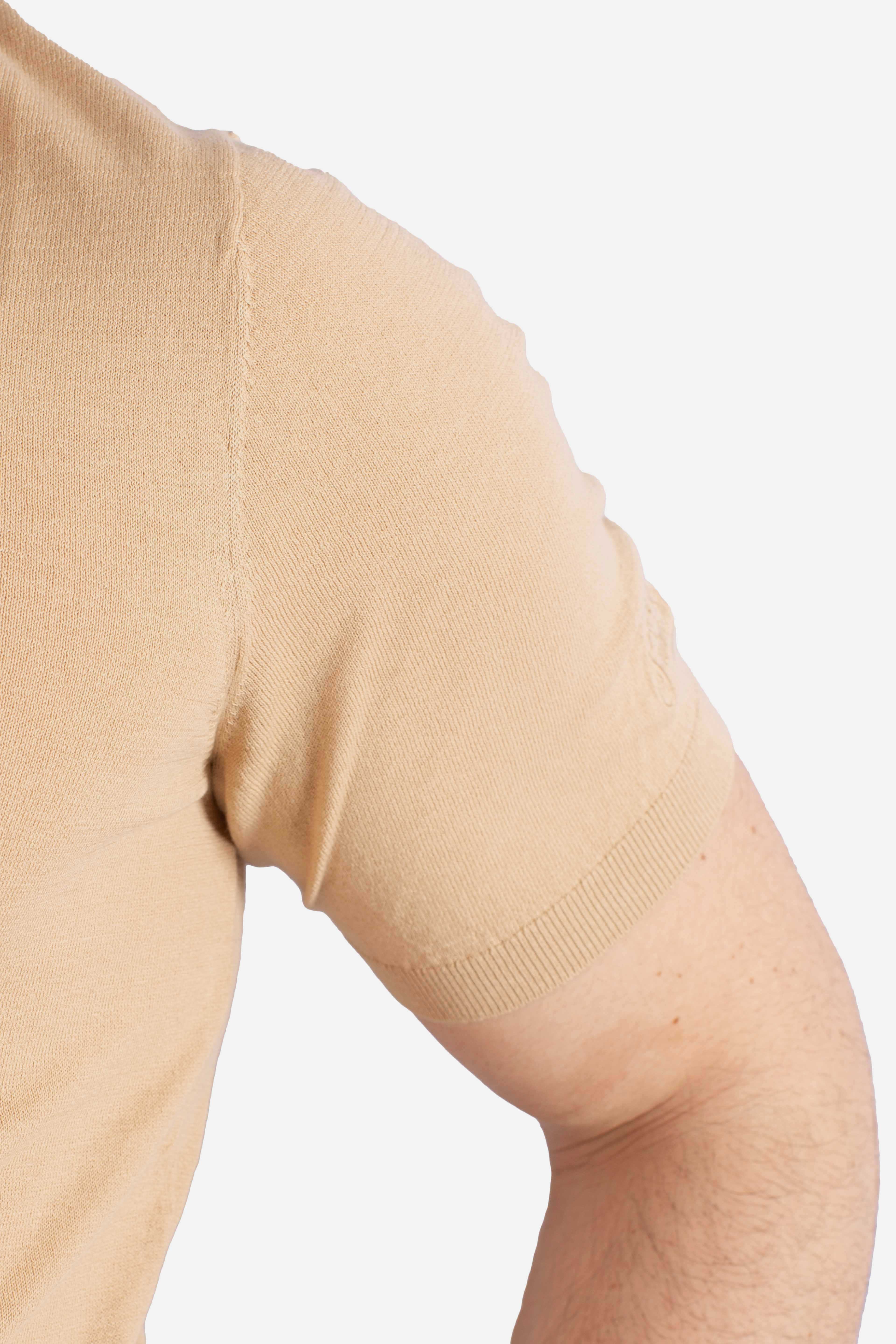 Polo Sloan senza bottoni in maglia beige