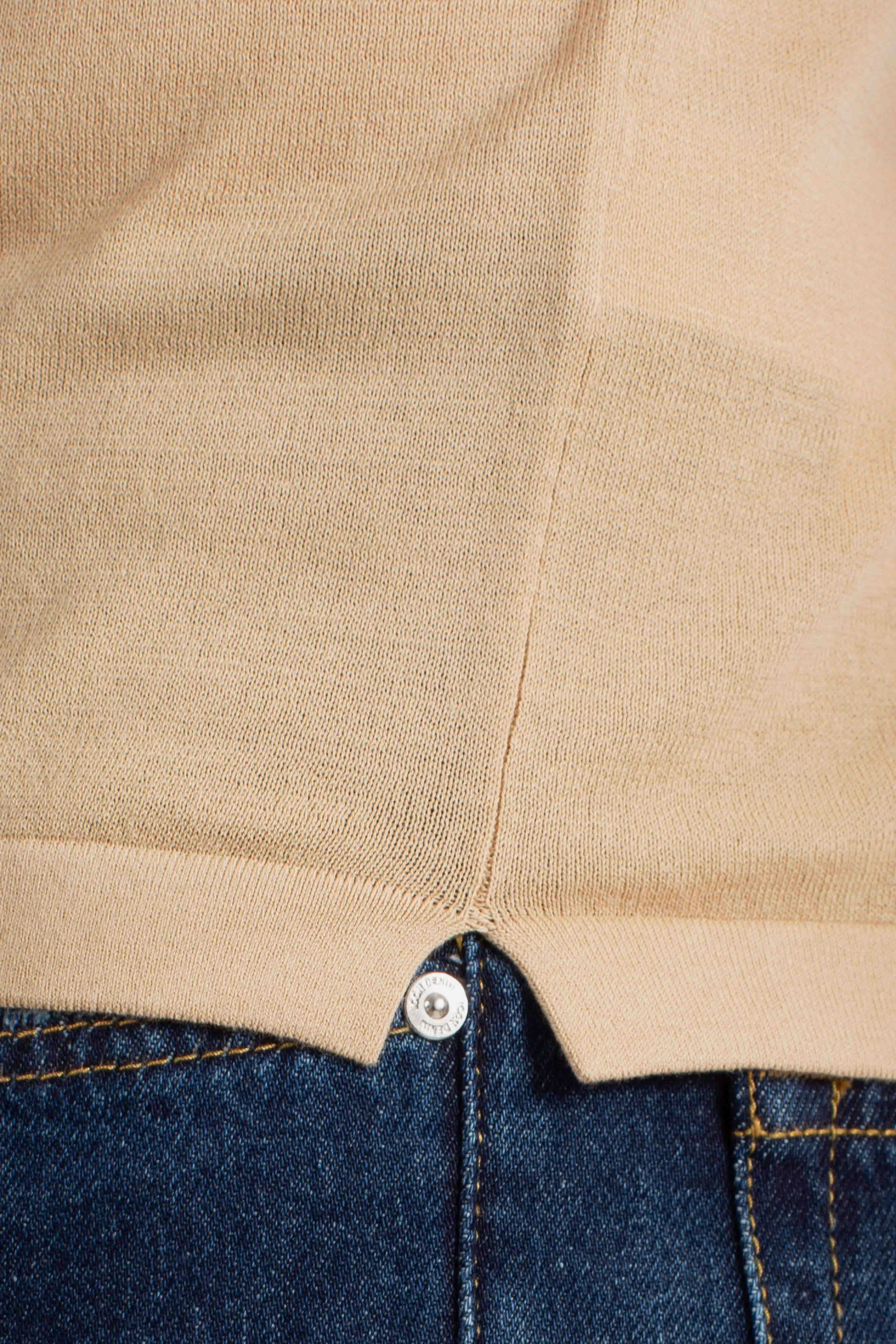 Polo Sloan senza bottoni in maglia beige