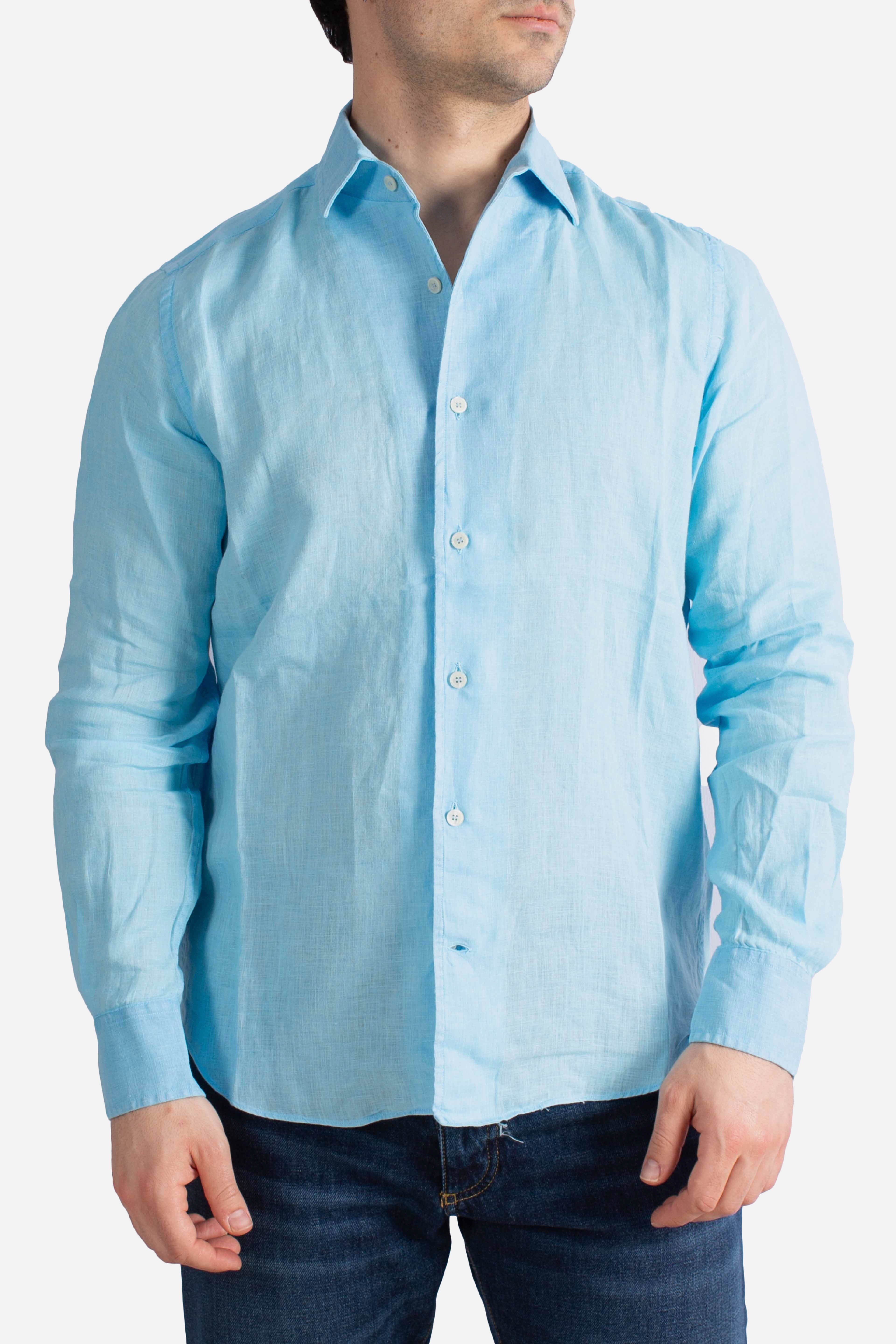 Camicia Raphael in lino vintage light blue