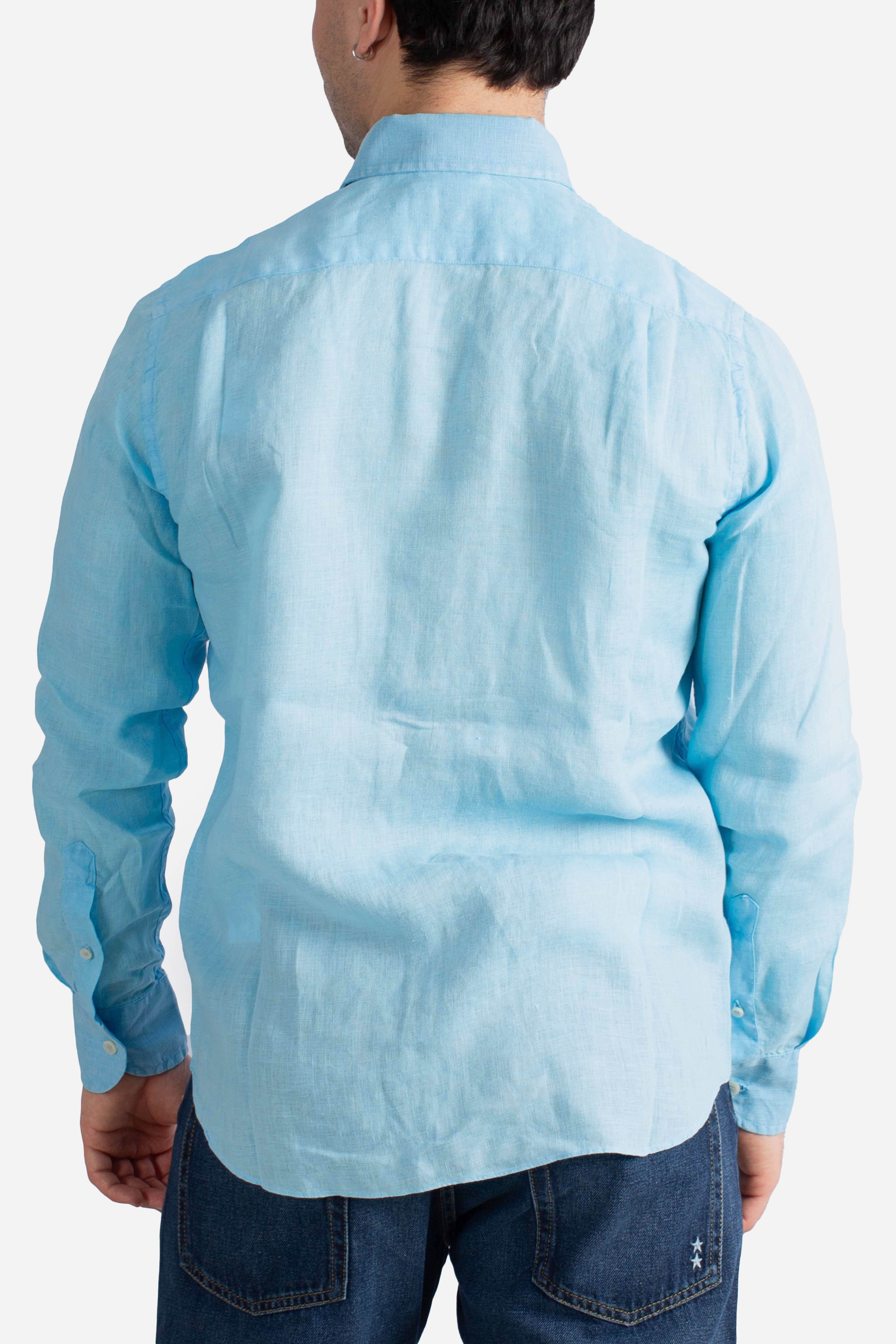 Camicia Raphael in lino vintage light blue