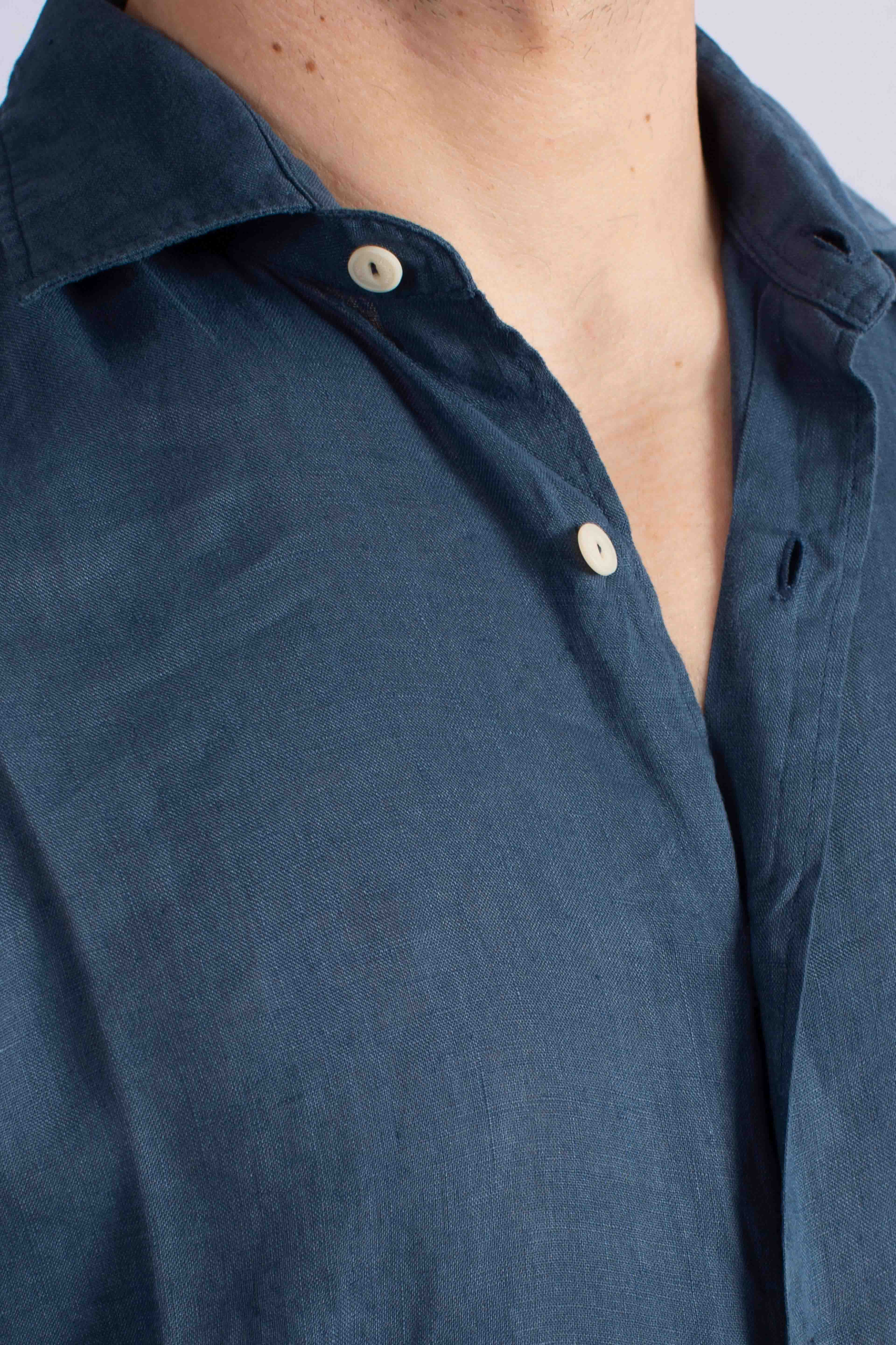 Camicia Pamplona in lino blue navy