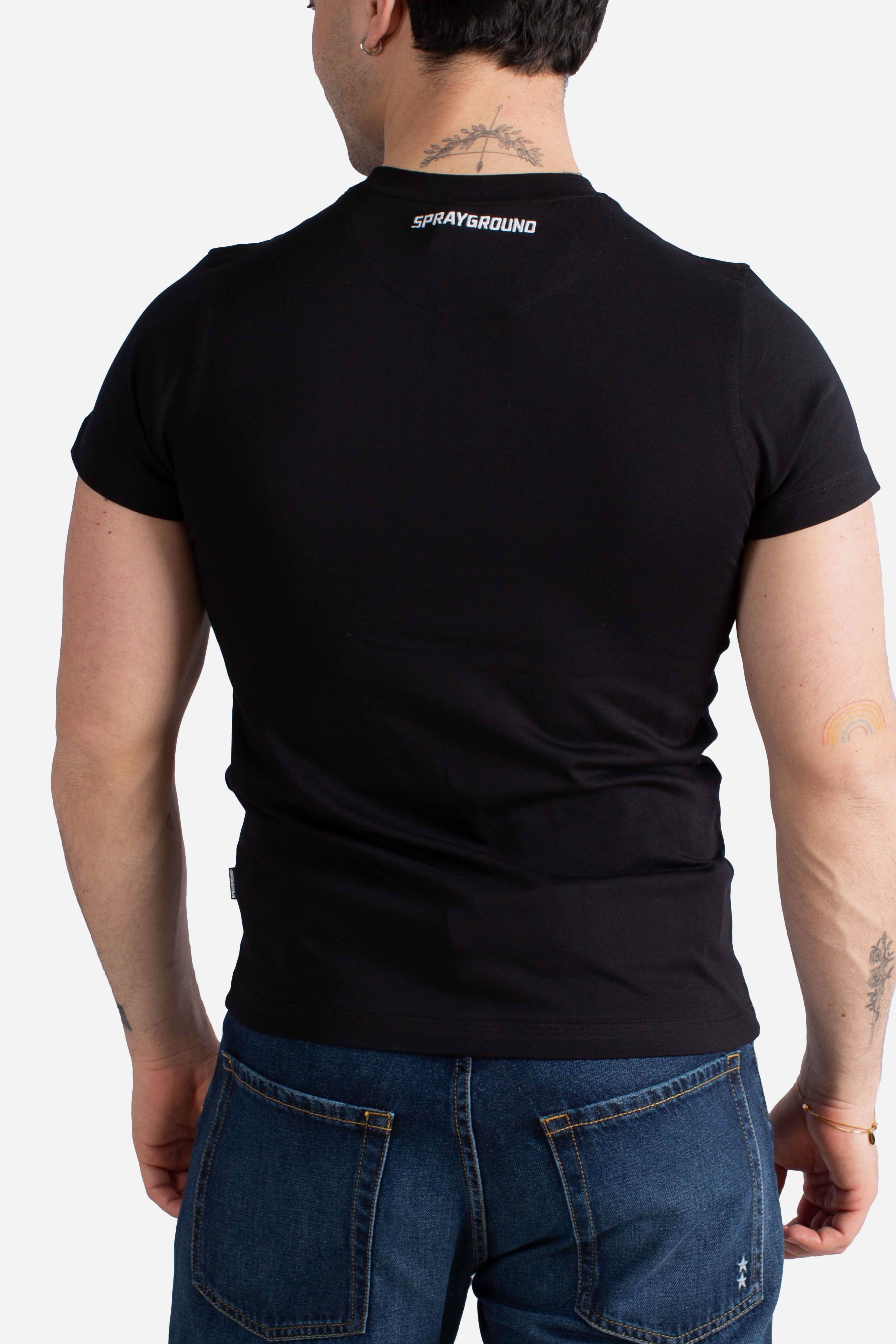 T-shirt scribble embroidery shark reg black