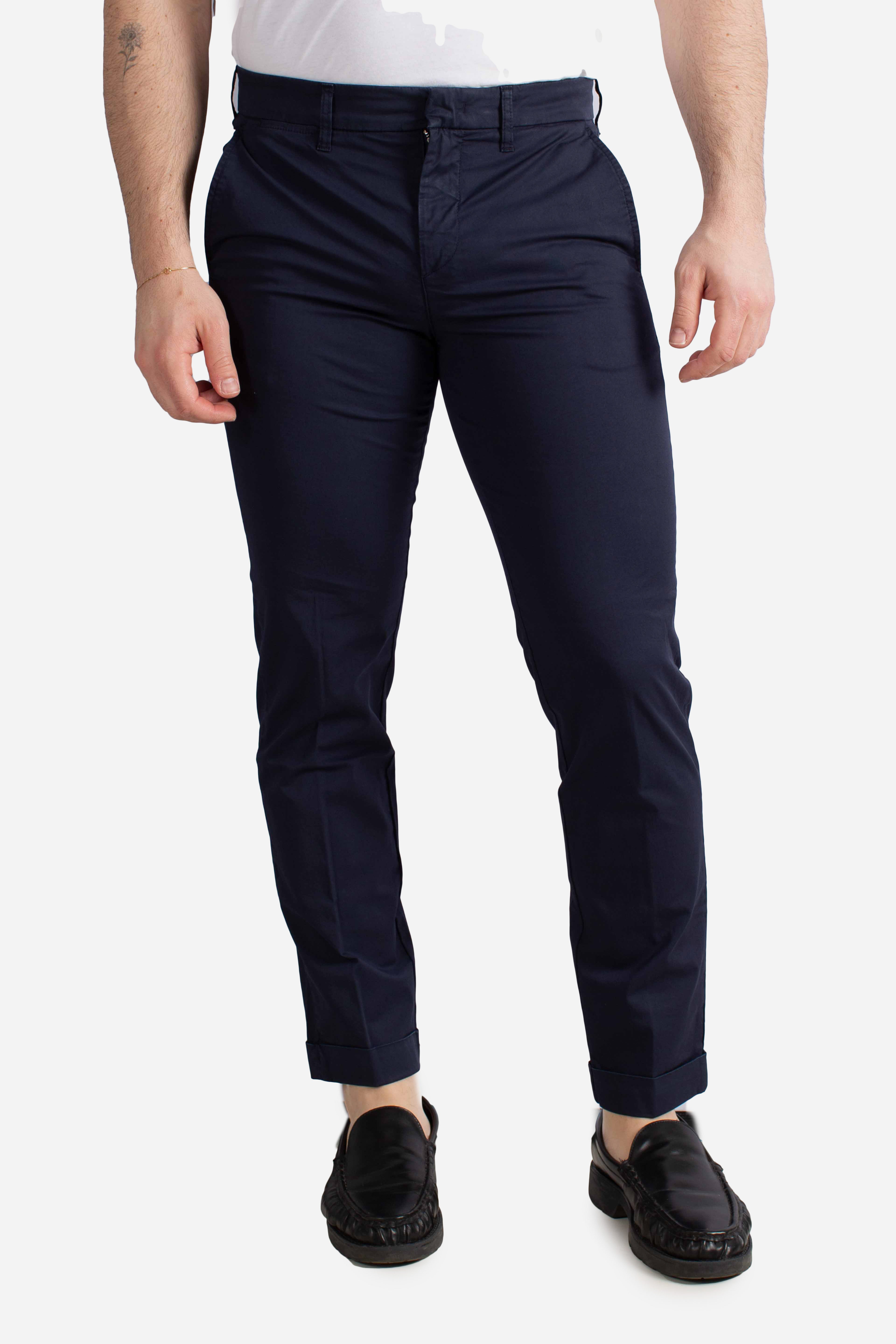 Pantaloni Slim Fit in Gabardine Stretch blu
