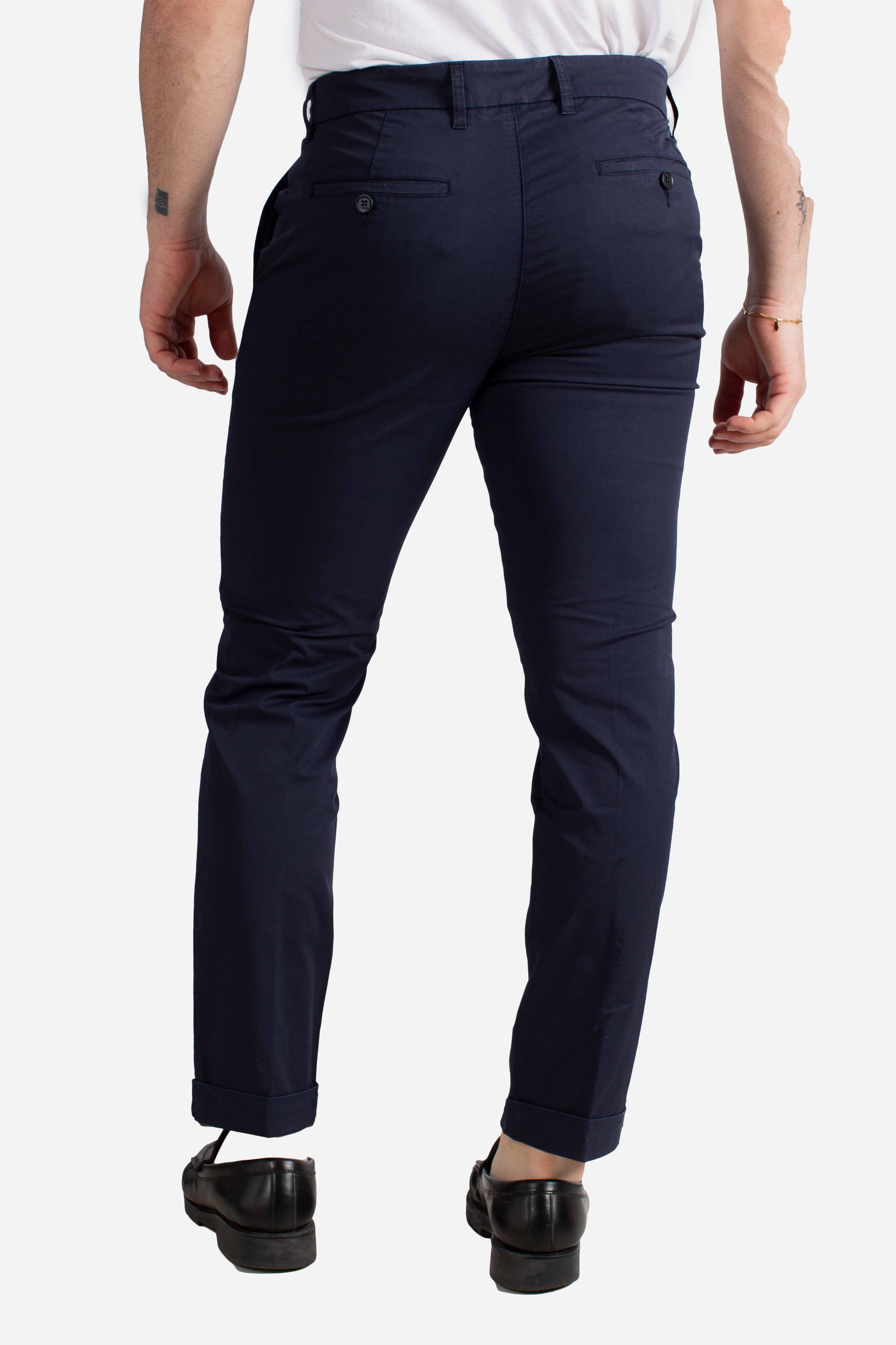 Pantaloni Slim Fit in Gabardine Stretch blu