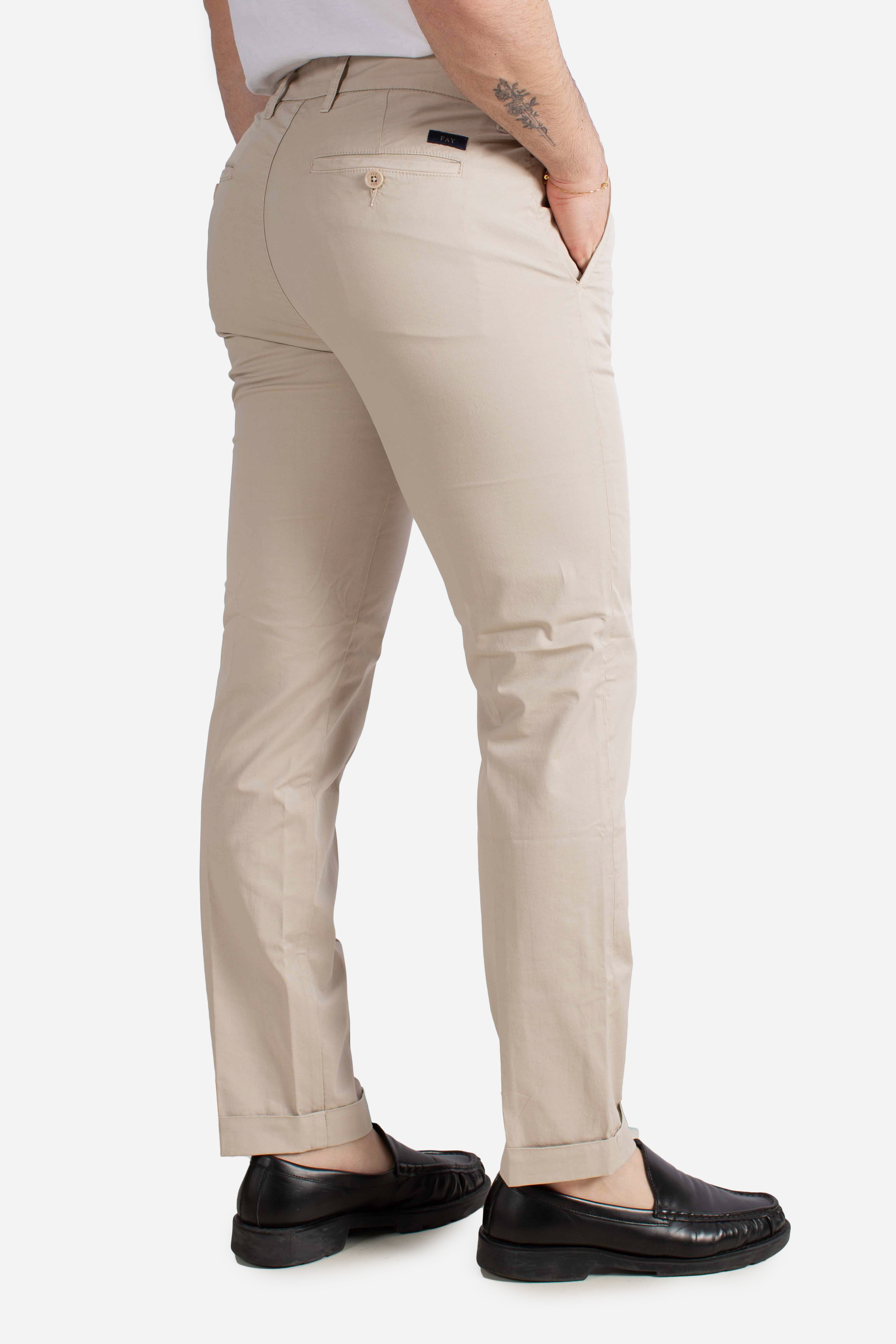 Pantaloni Slim Fit in Gabardine Stretch beige