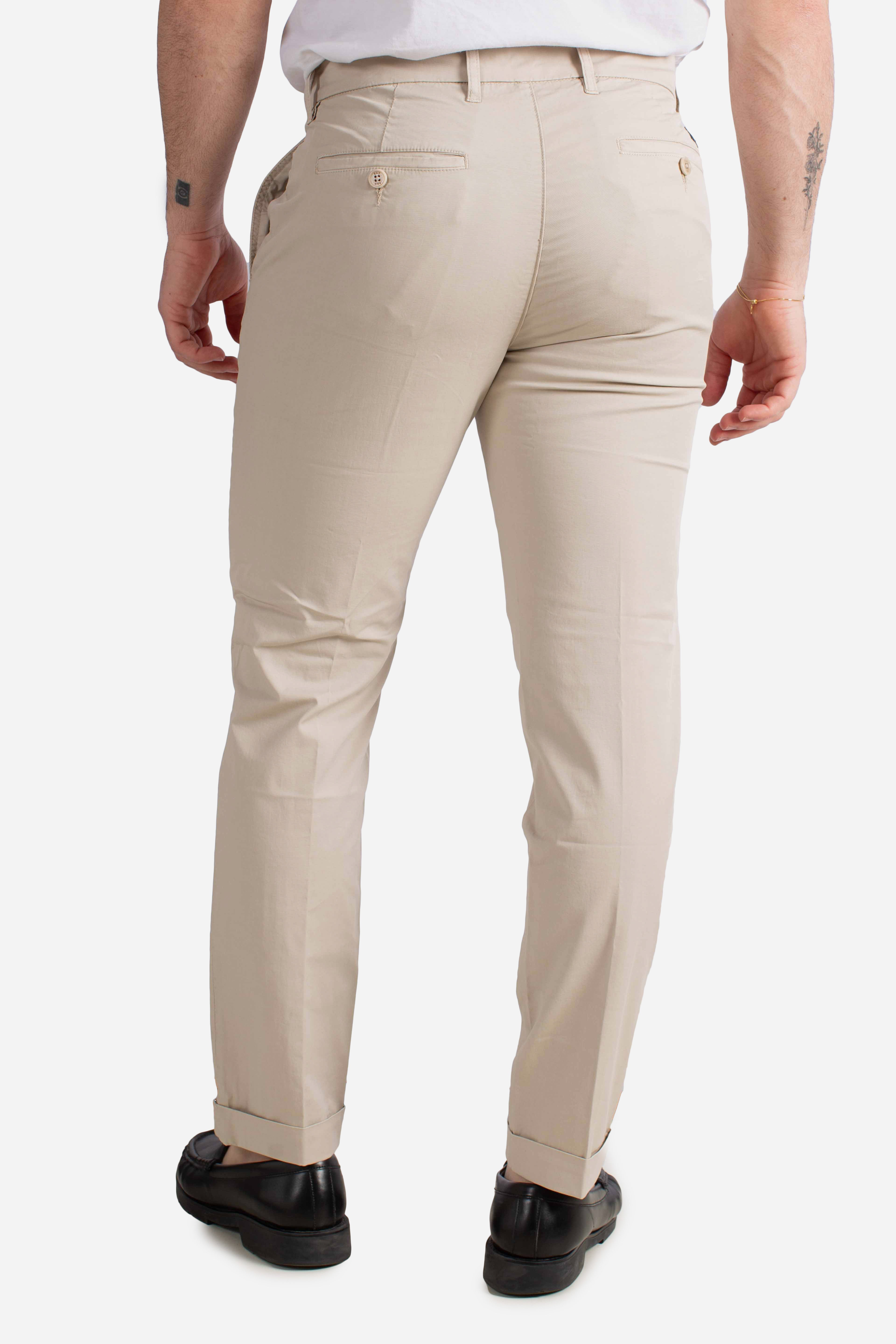 Pantaloni Slim Fit in Gabardine Stretch beige