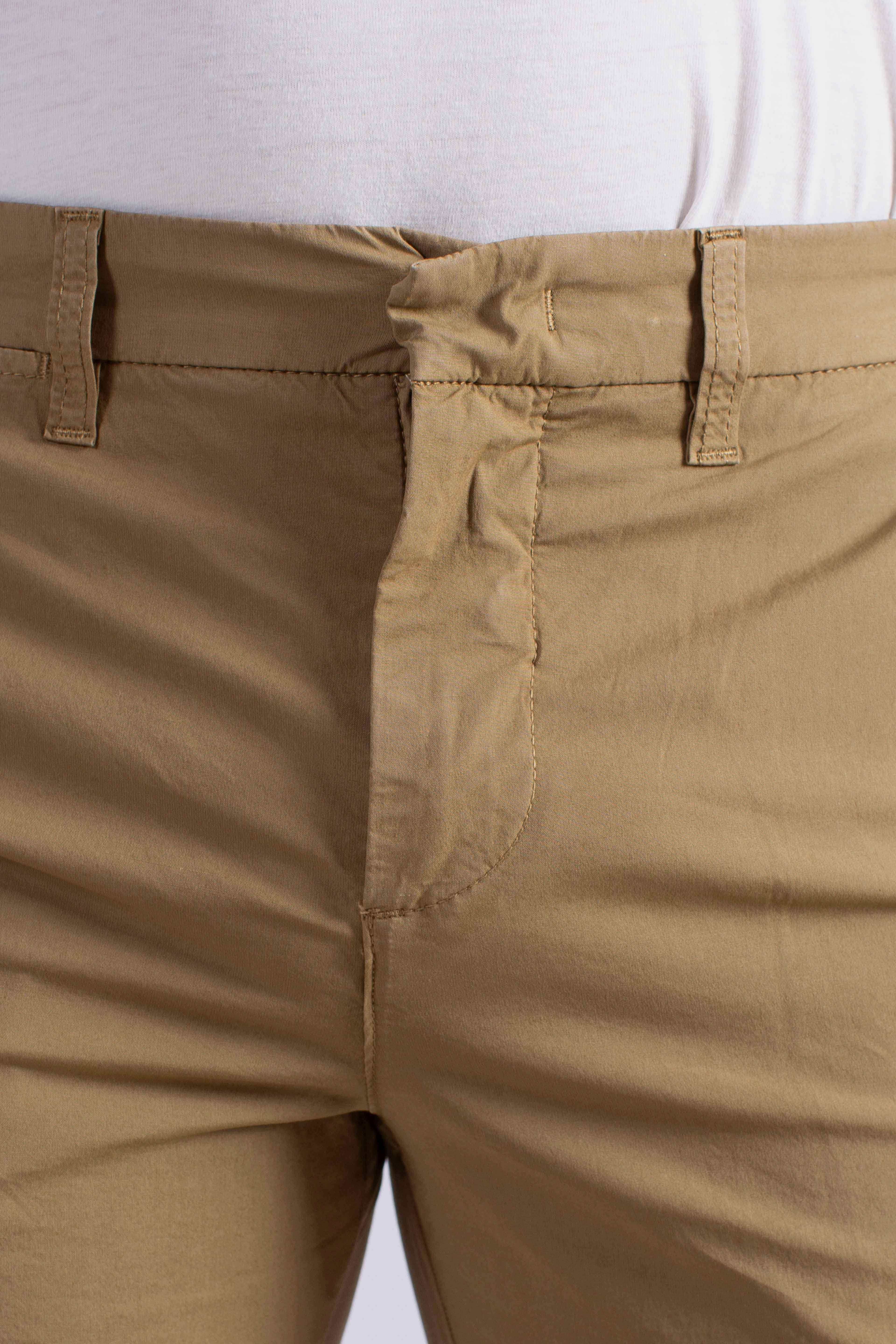 Pantaloni Slim Fit in Cotone Stretch tabacco
