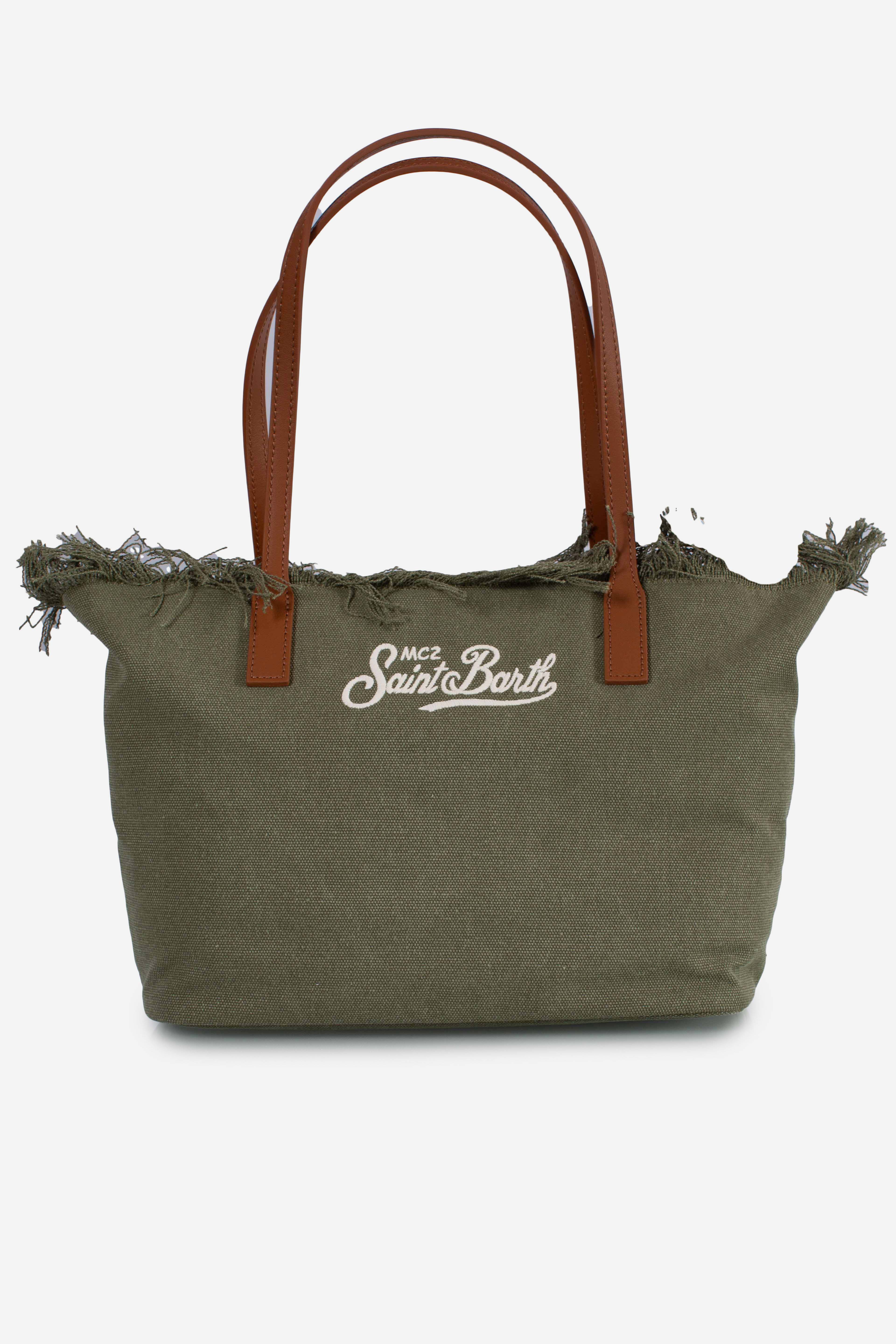 City bag mid fringe canvas military