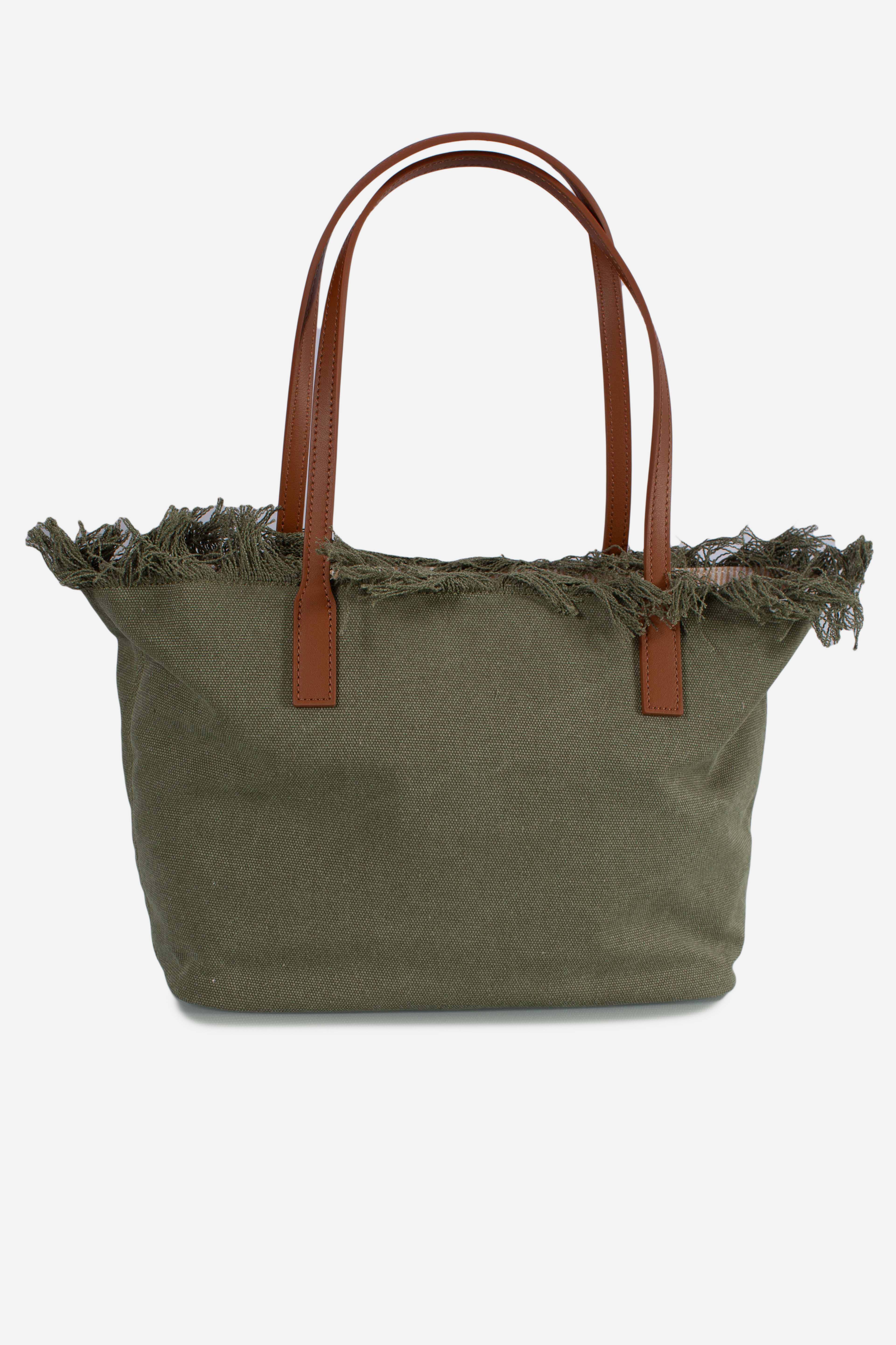 City bag mid fringe canvas military