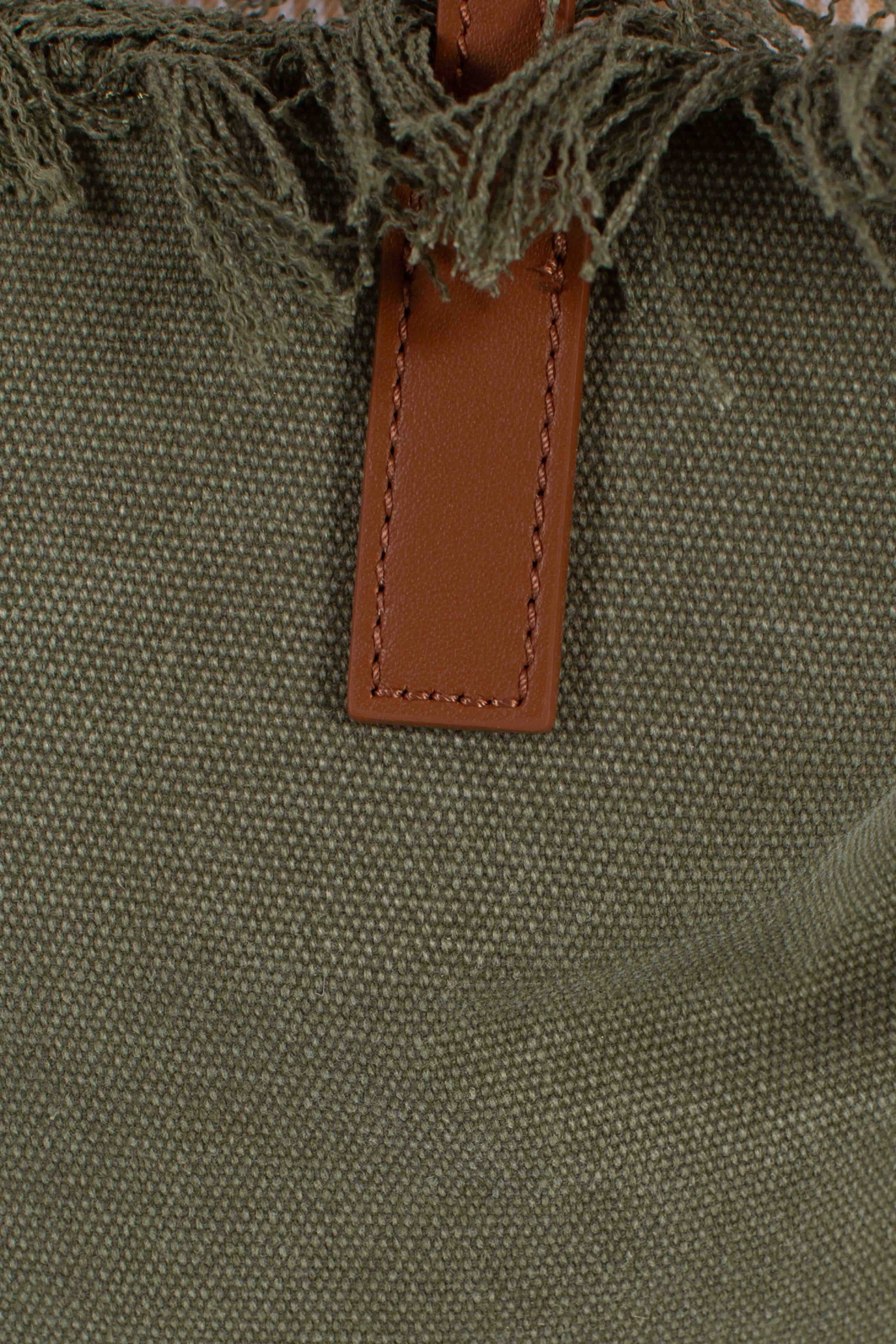 City bag mid fringe canvas military