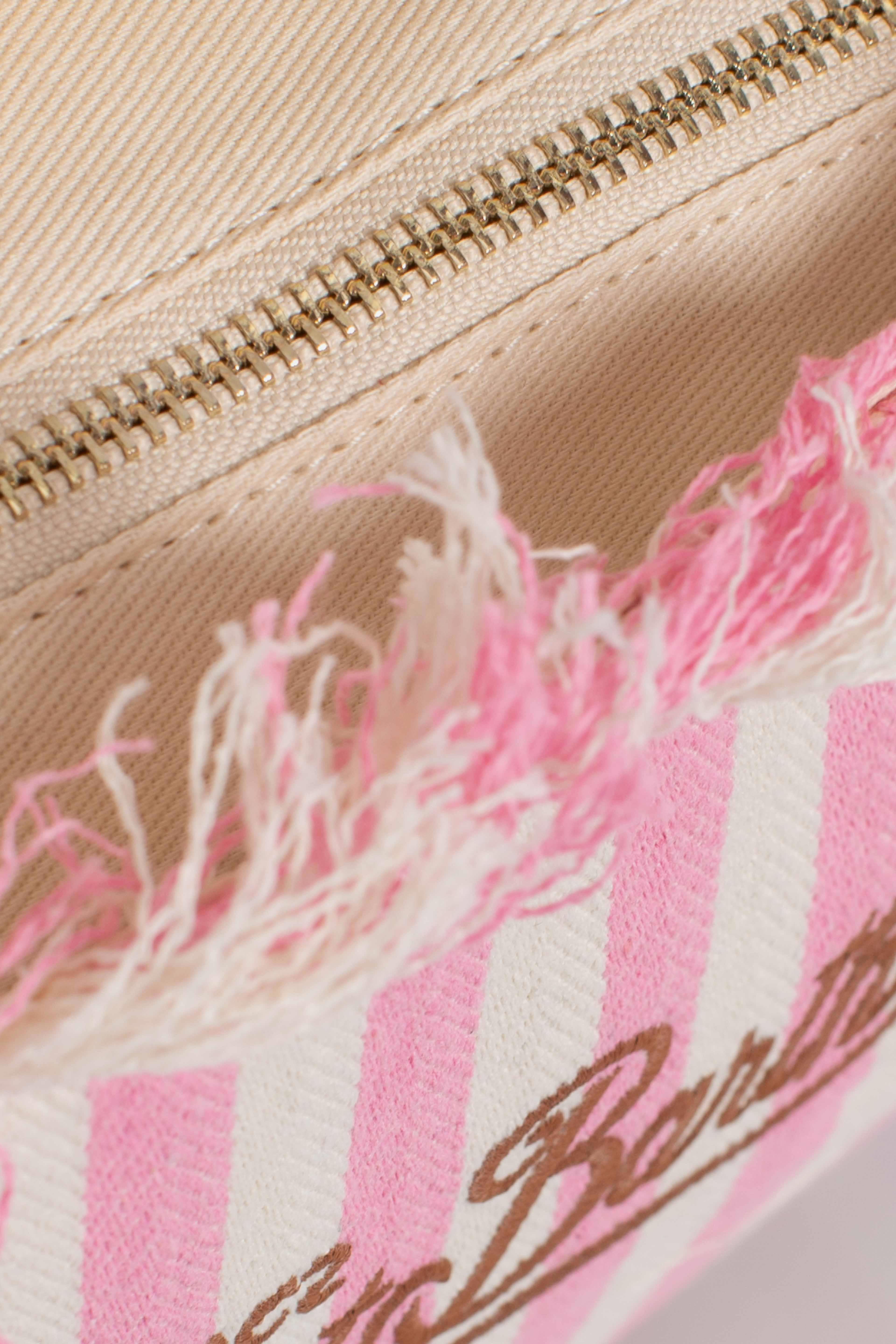City bag fringe hb stripes white pink