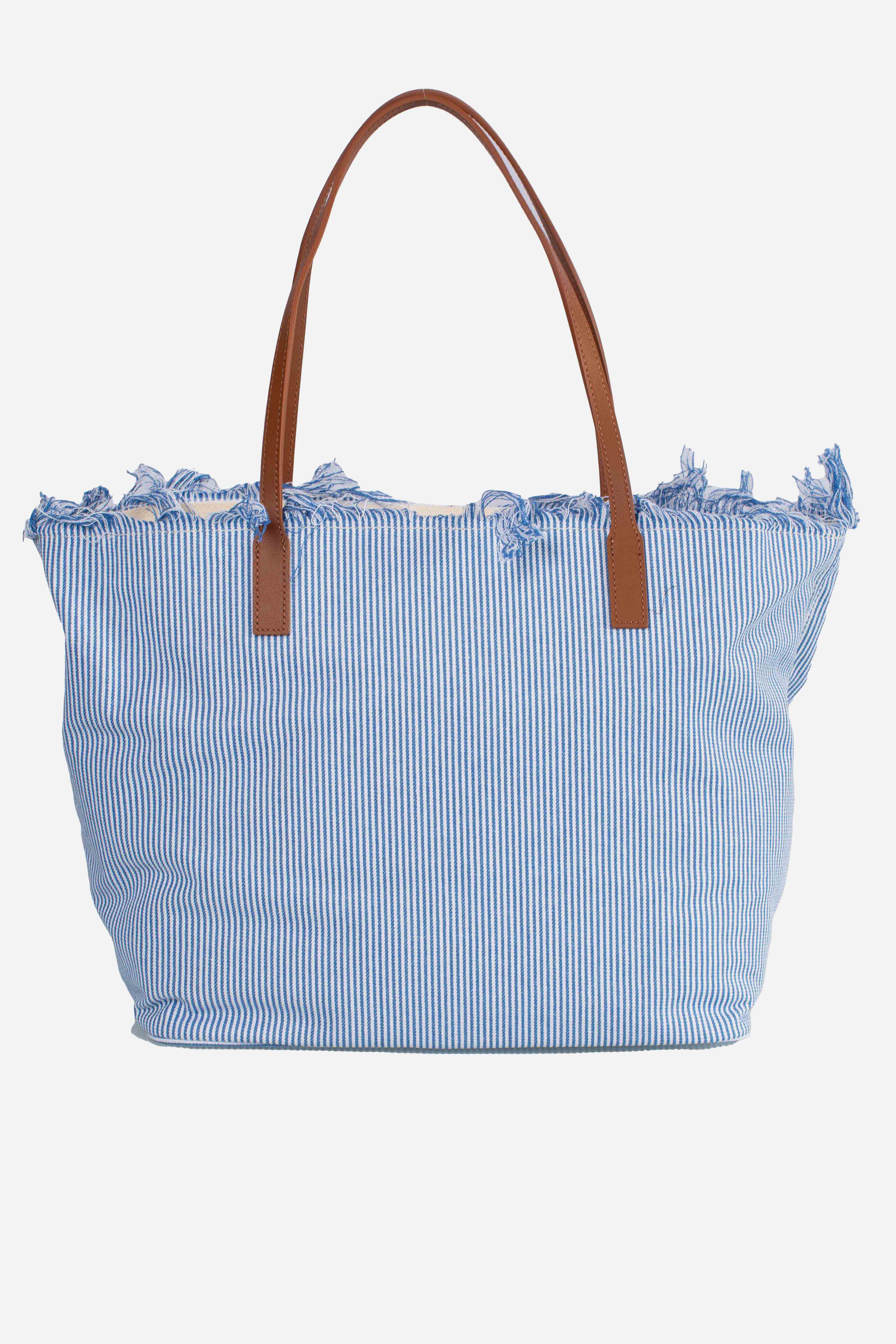 City bag fringe micro stripes white royal